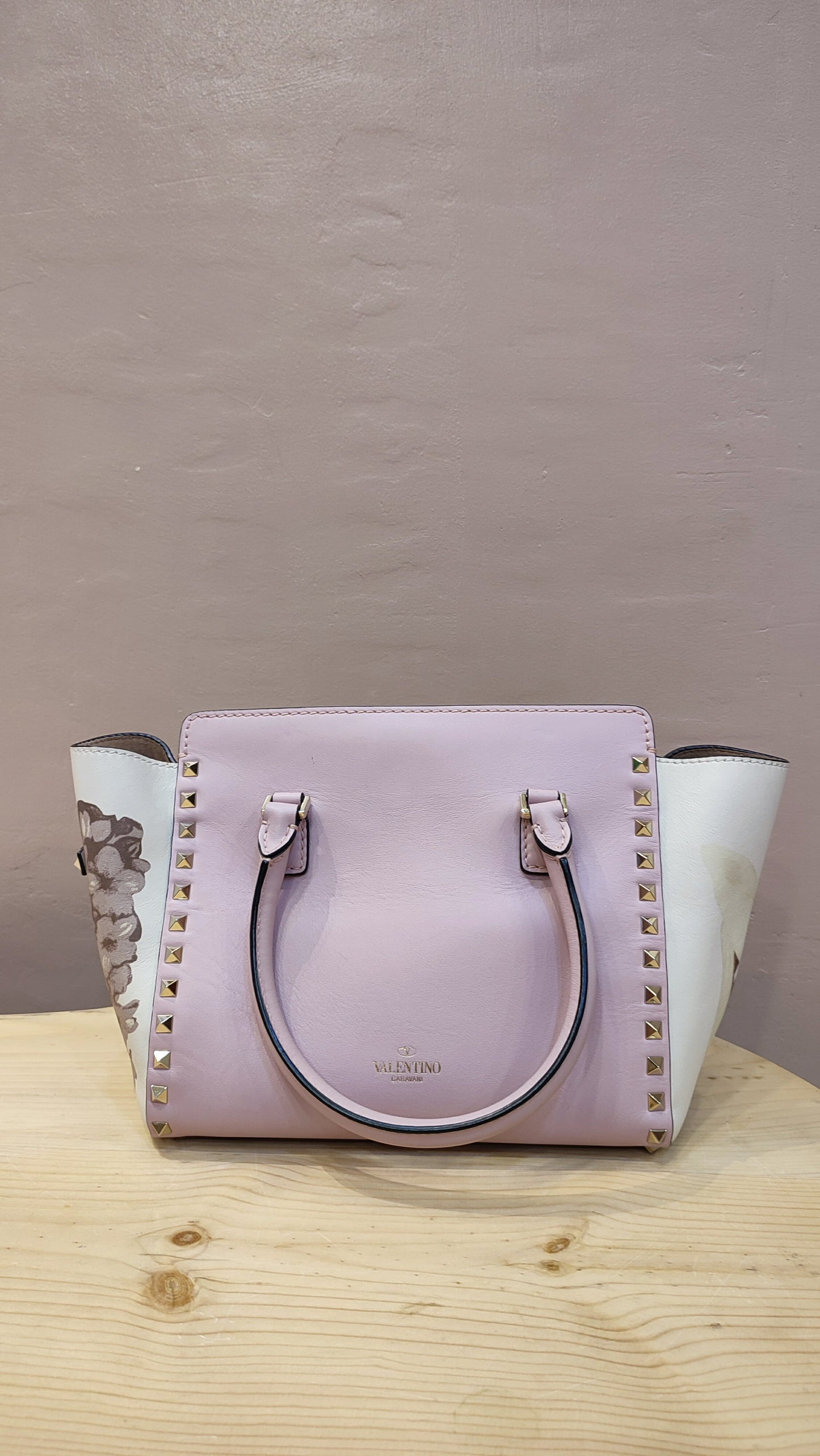 Valentino Rockstud Floral Pink Tote Bag