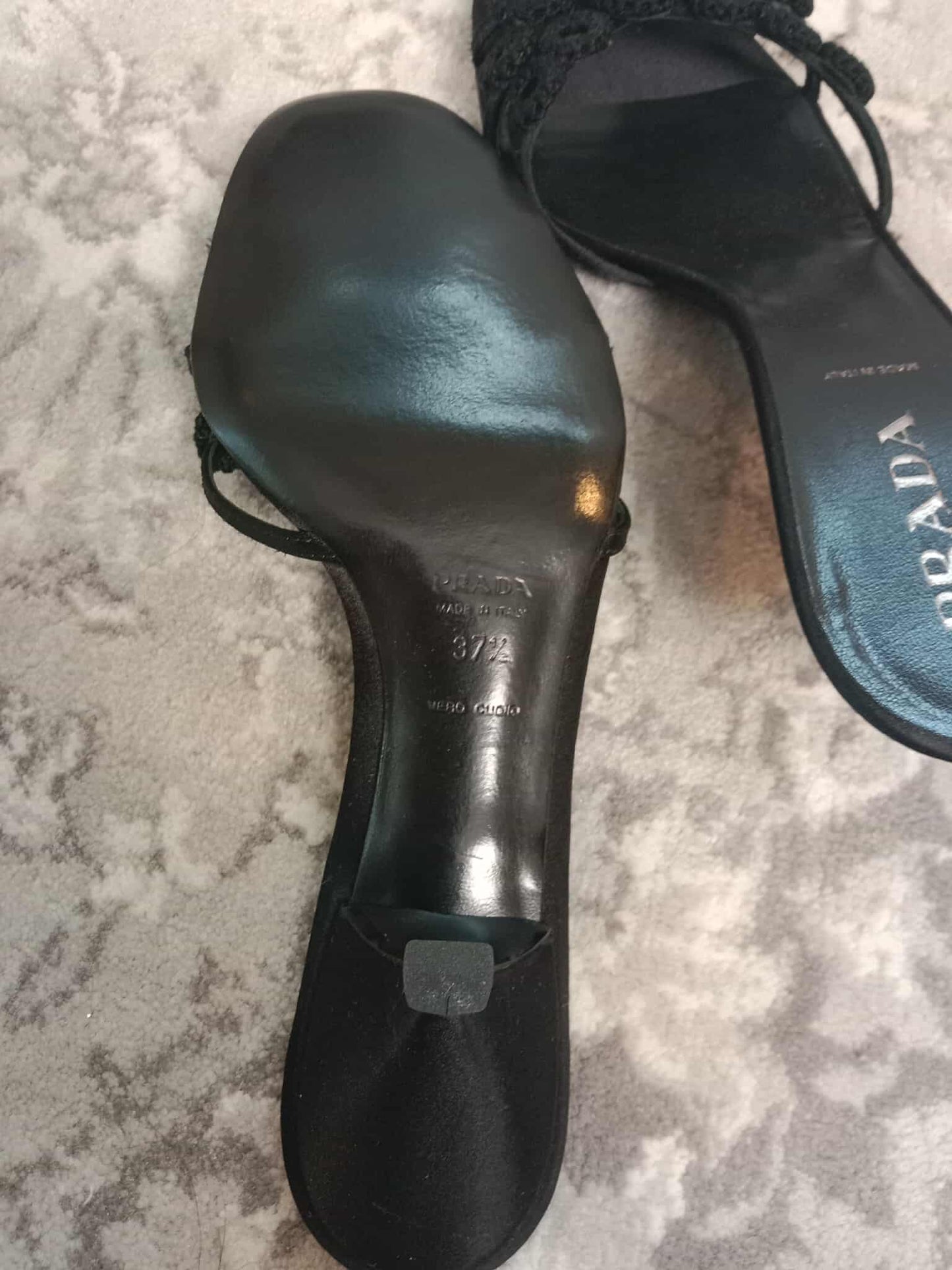 Prada Crochet & Sequin Black Kitten Heels Size 37 1/2