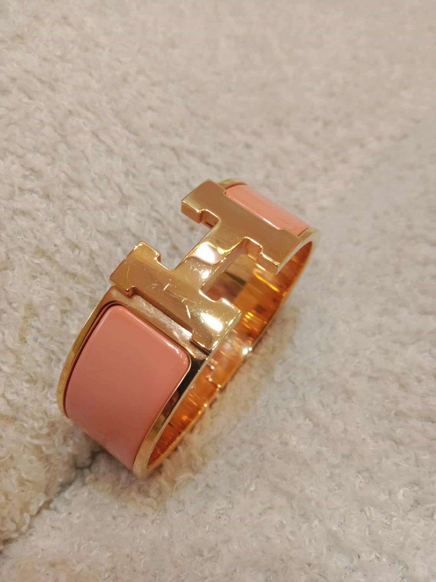 Hermes Clic Clac Bracelet Peach Gold-Plated Hardware