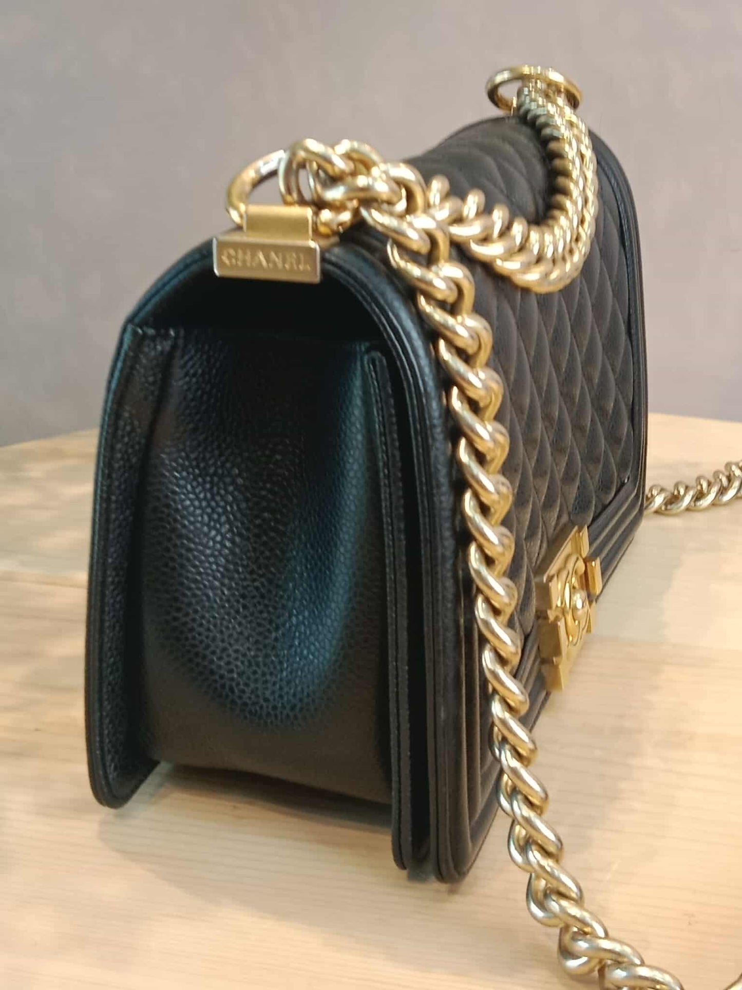 Chanel Leboy Old Medium Quilted Caviar Black Series 25