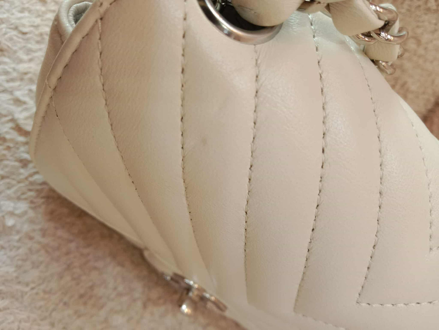 Chanel Mini Square Ivory Chevron Lambskin Series 30