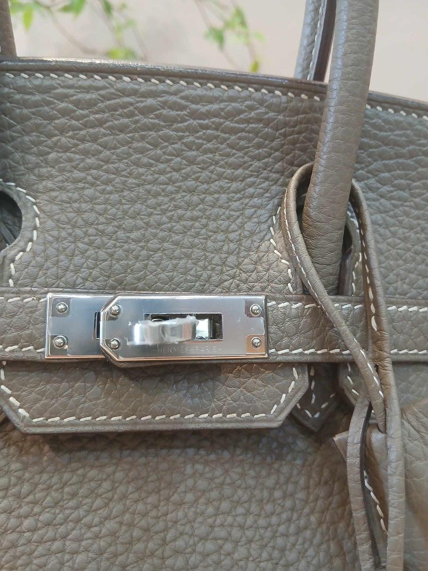 Hermes Birkin 25 Etoupe Clemence Stamp A 2017