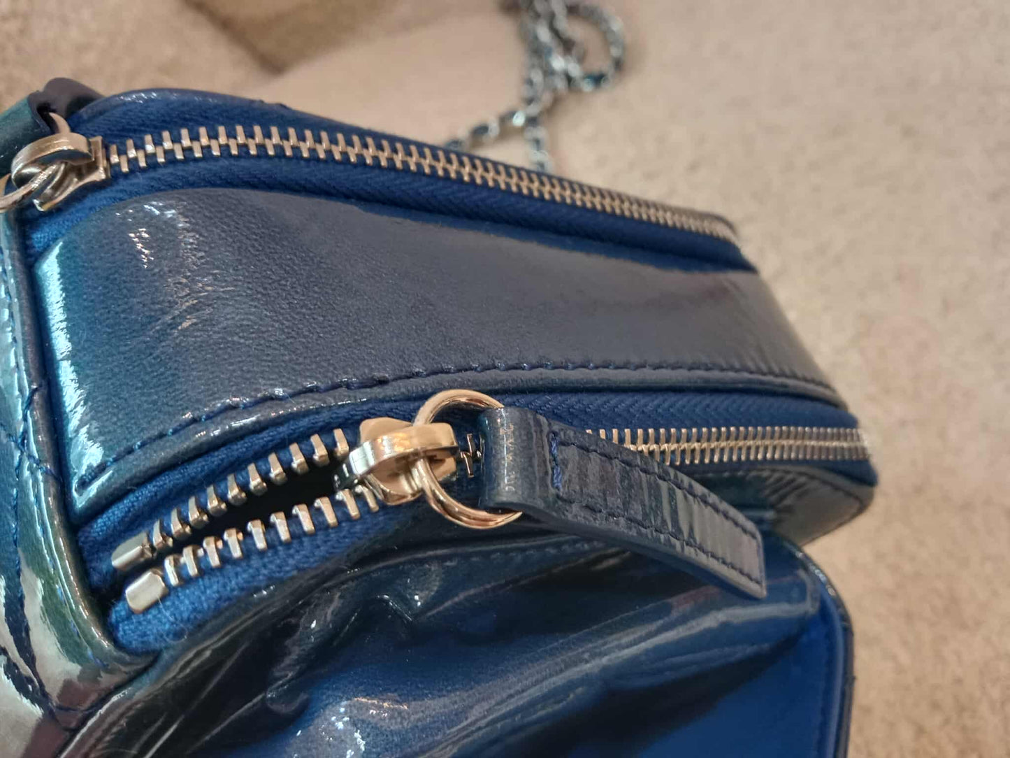 Chanel Blue Quilted Patent Leather Camera Bag Blue Series 20