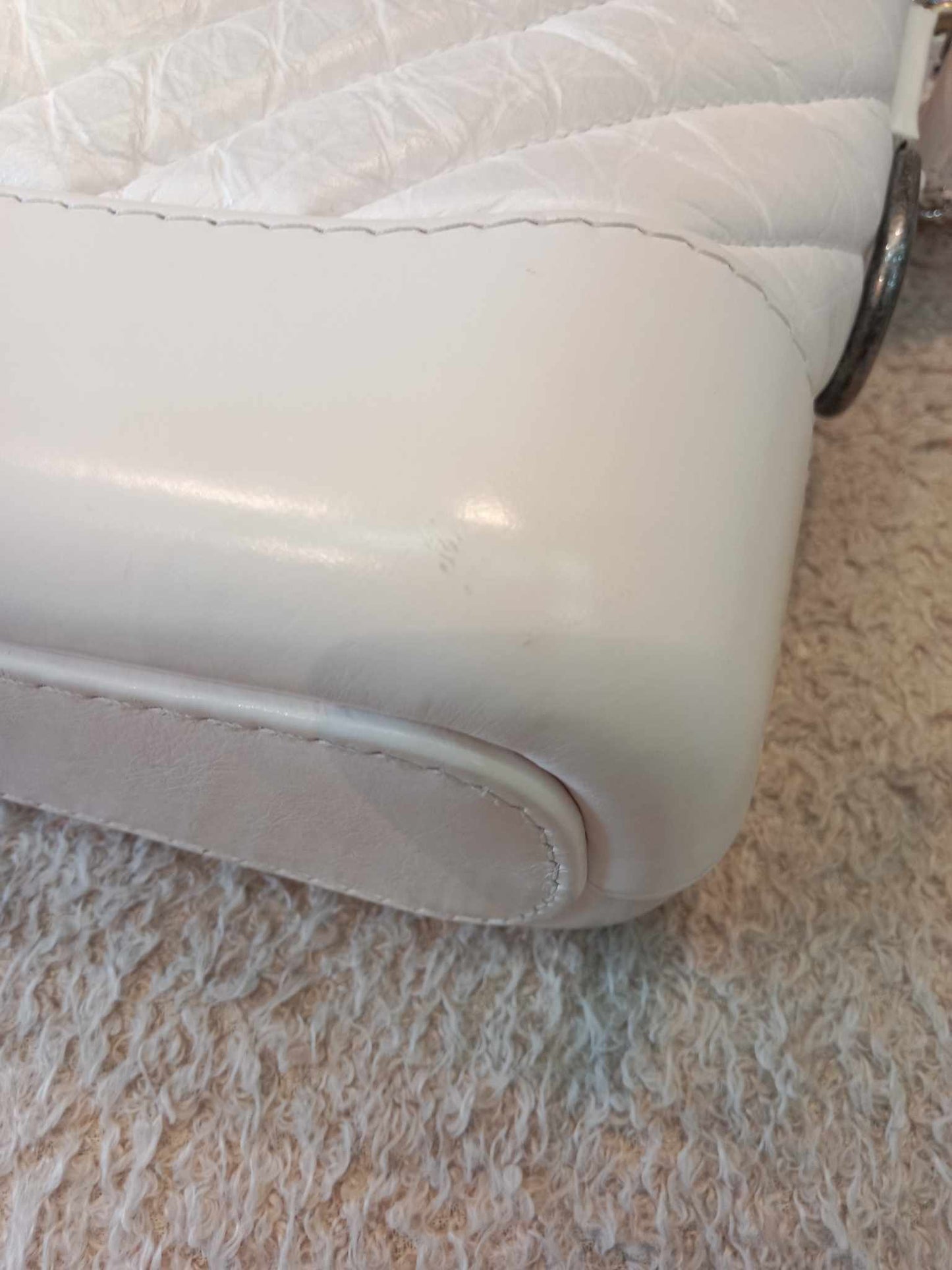 Chanel White Small Chevron Gabrielle Hobo Aged Calfskin Series 29