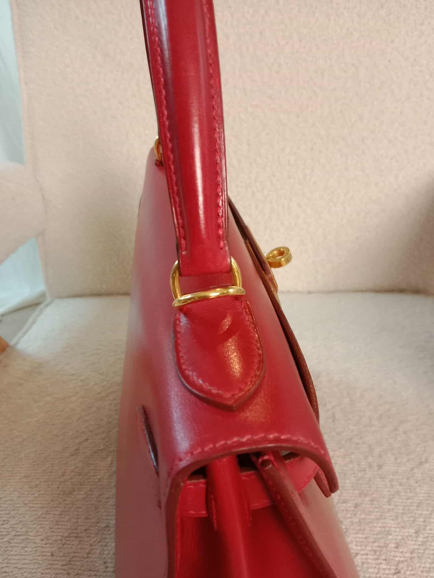 Hermes Kelly 28 Calfbox Leather Rouge VIF Stamp F Square 2002