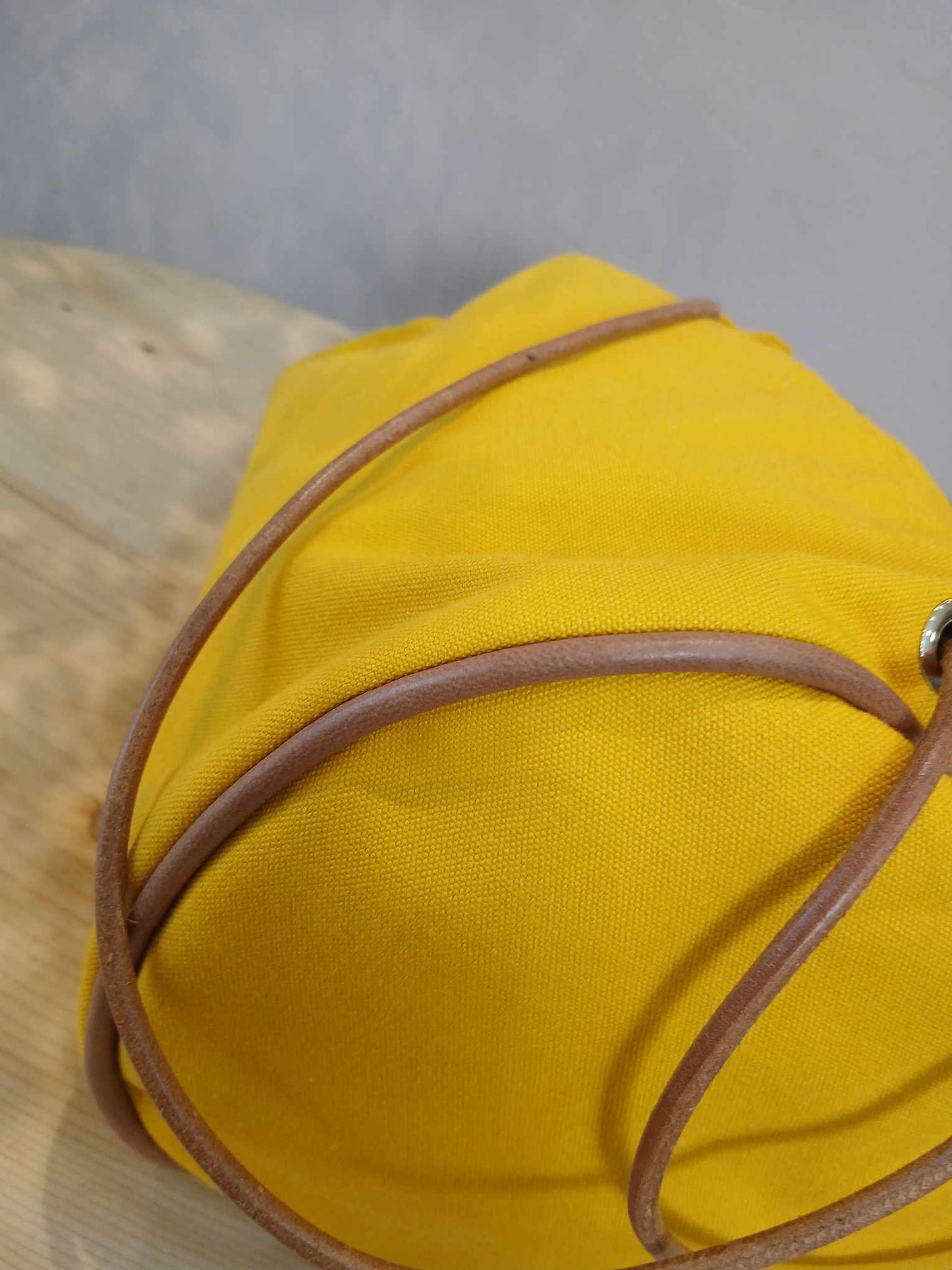 Hermes Yellow Canvas Sac Polochon Mimile Drawstring Backpack