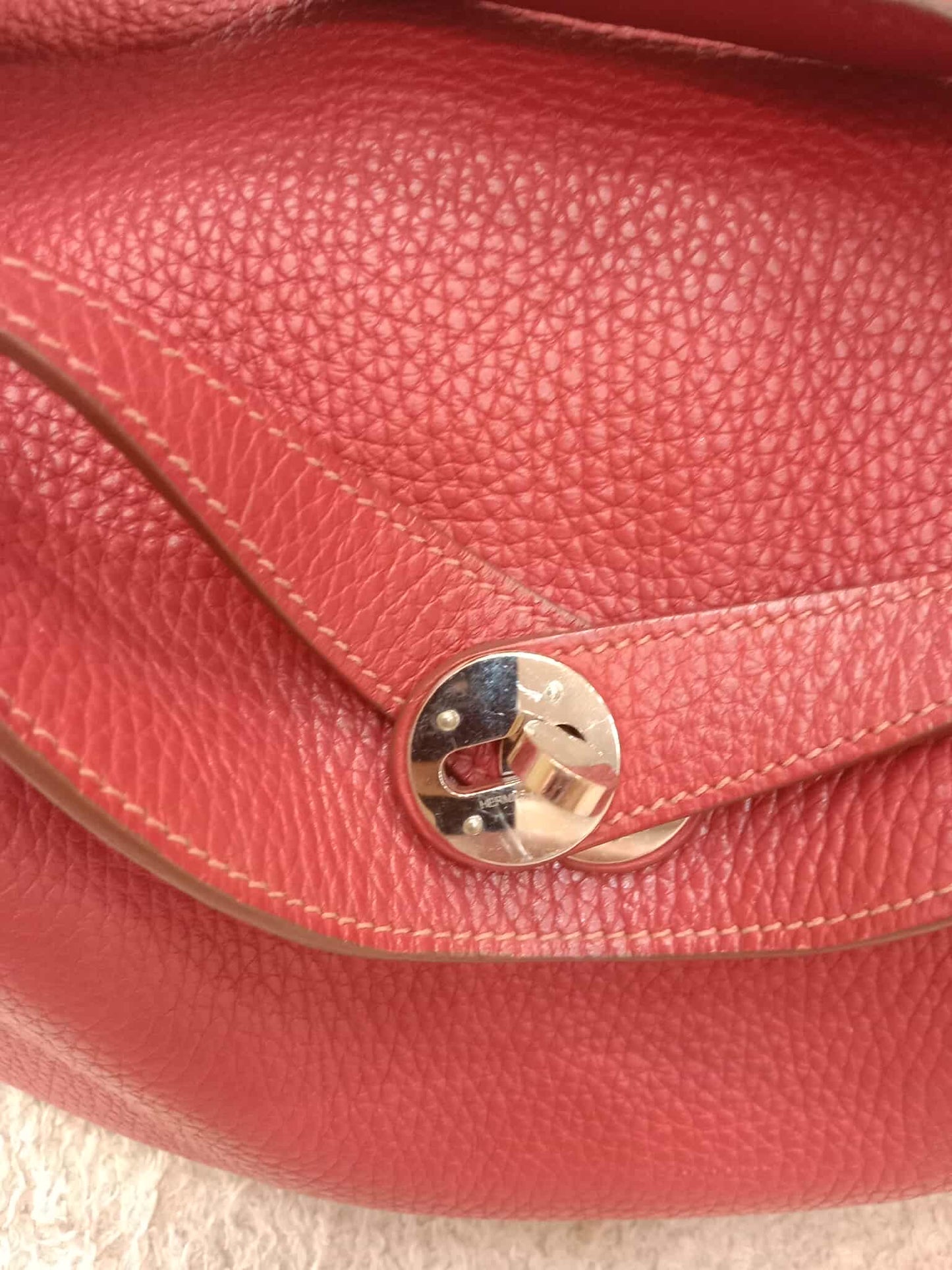 Hermes Lindy 30 Red Clemence Stamp Q Square 2013