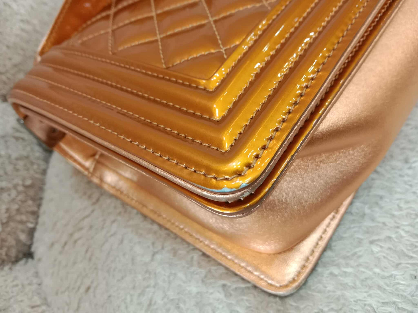 Chanel Quilted Patent Leboy Bronze Series 19