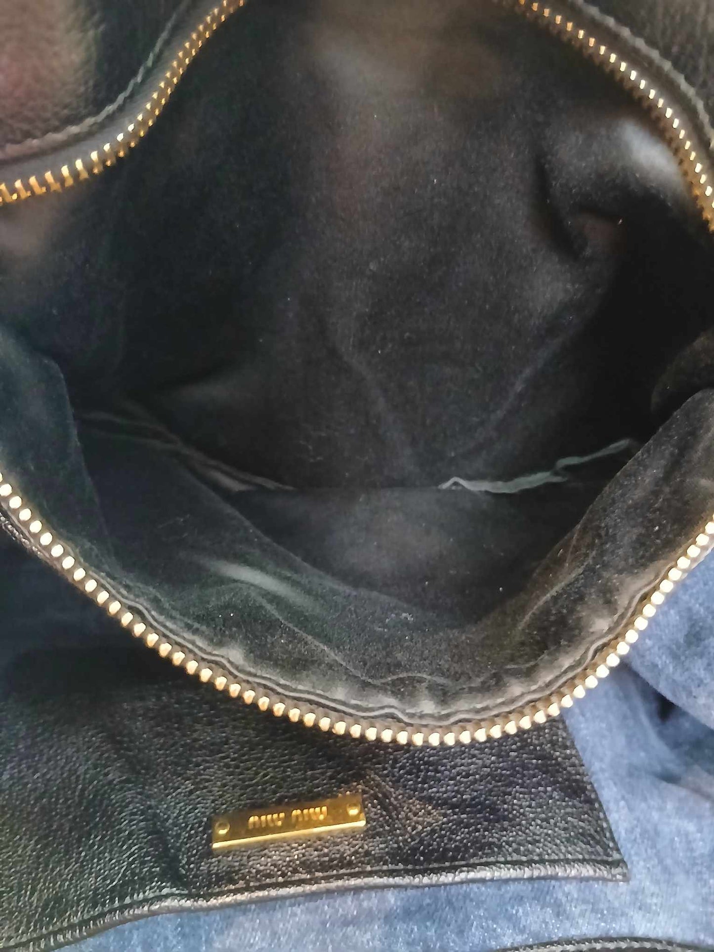 Miu Miu Matelasse Denim Tote Blue