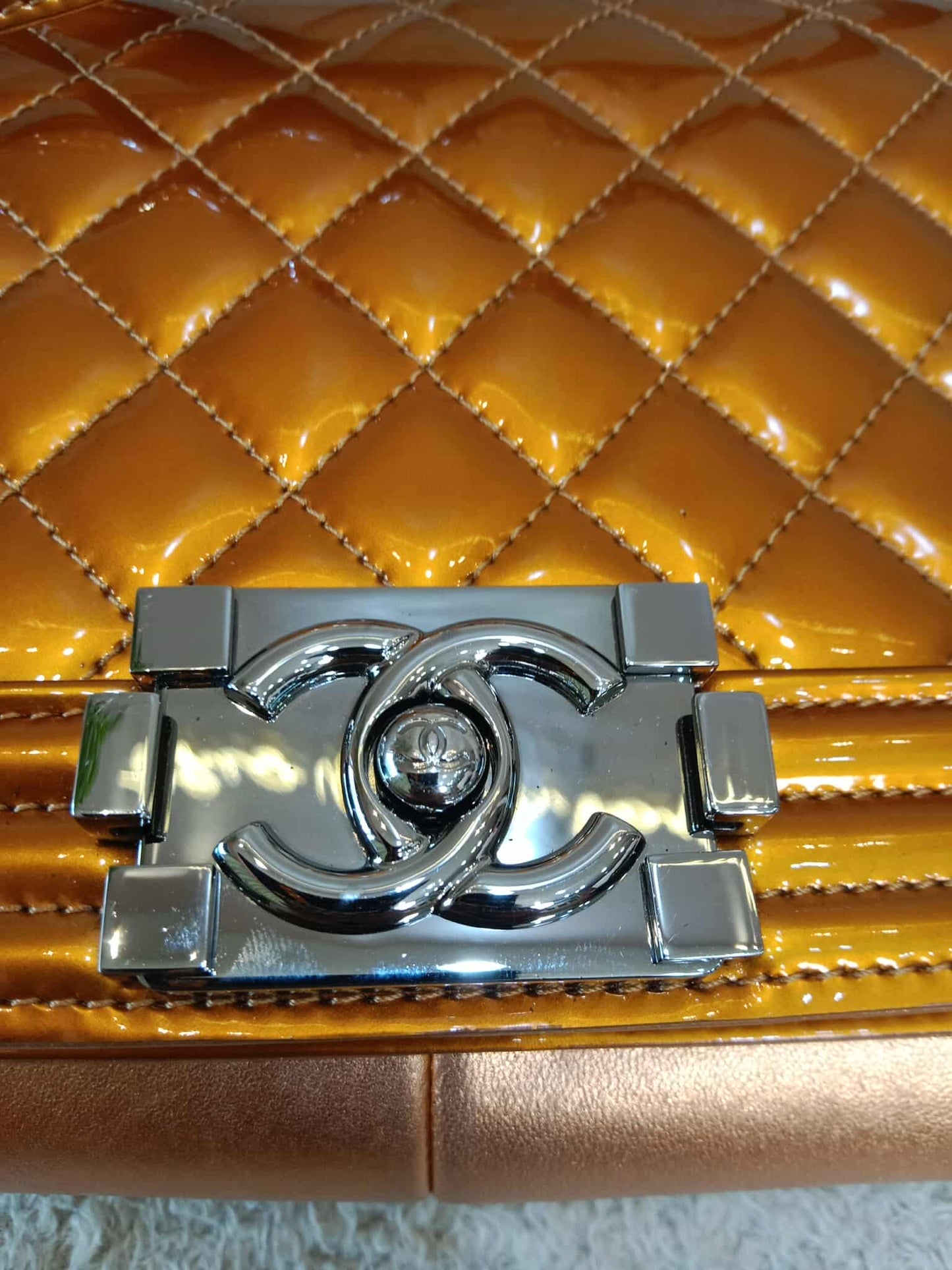 Chanel Quilted Patent Leboy Bronze Series 19