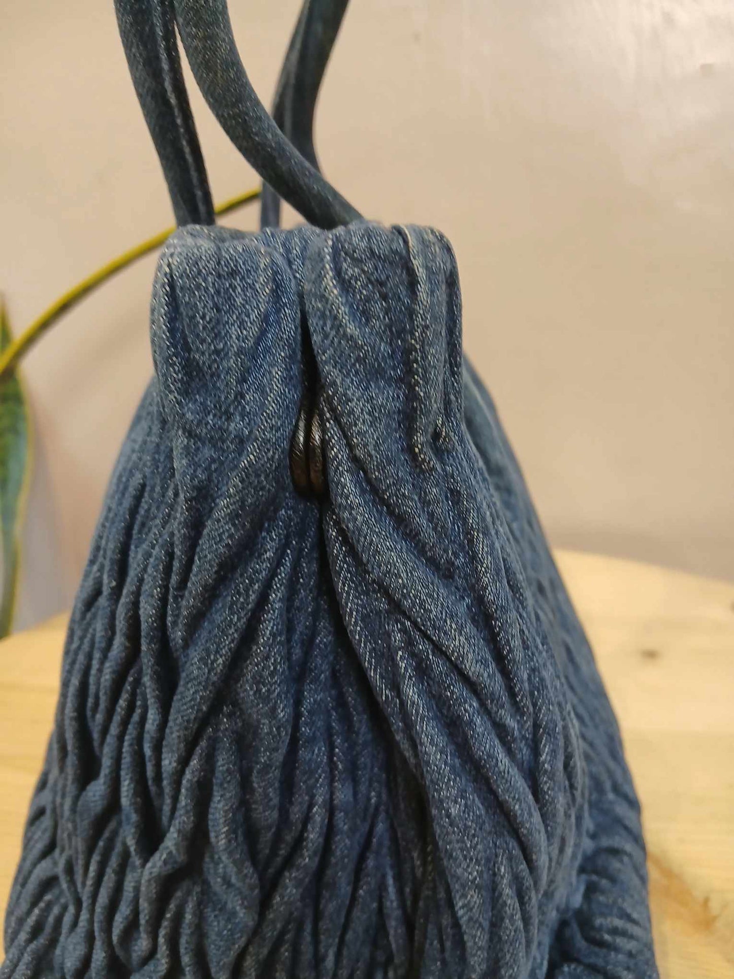 Miu Miu Matelasse Denim Tote Blue