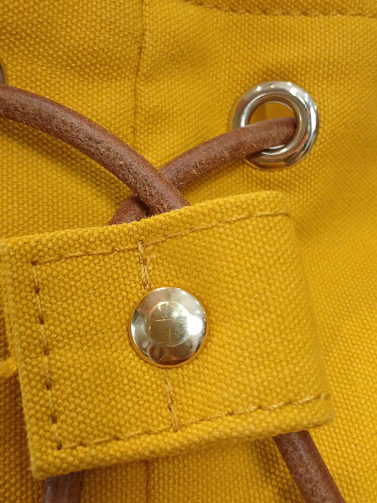 Hermes Yellow Canvas Sac Polochon Mimile Drawstring Backpack