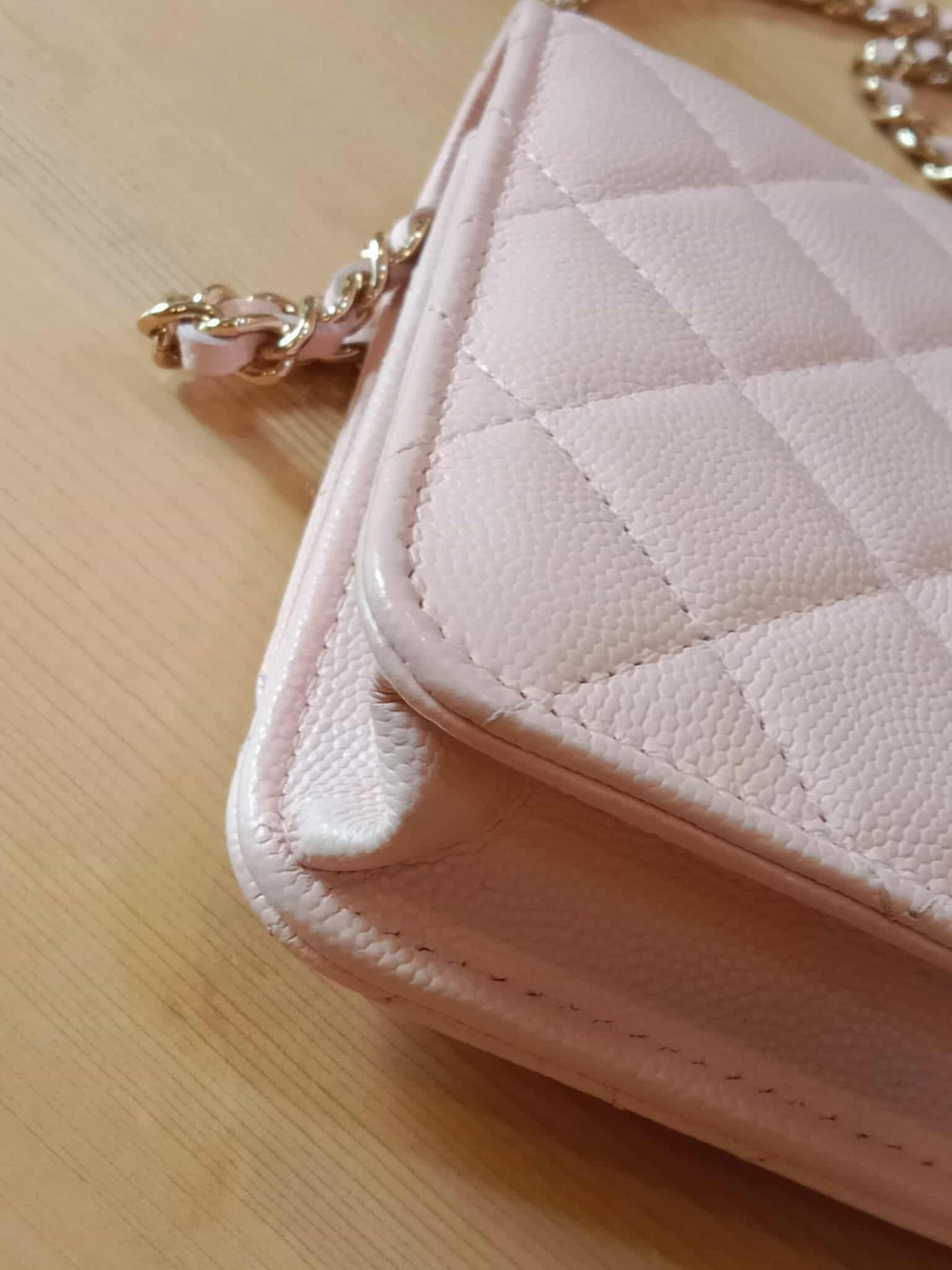 Chanel CC Wallet on Chain Light Pink Microchipped
