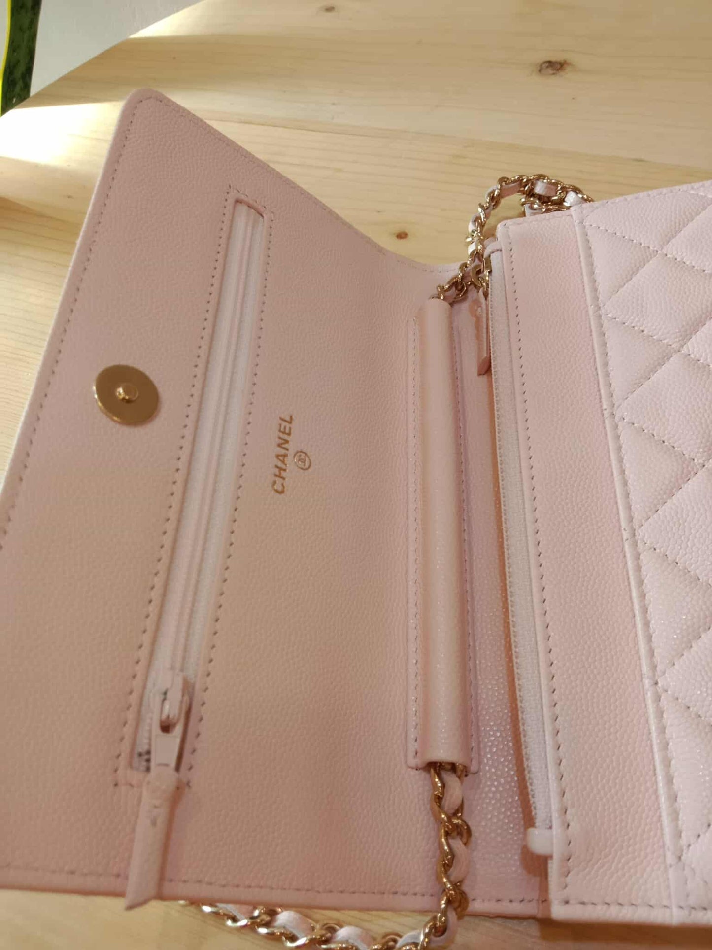 Chanel CC Wallet on Chain Light Pink Microchipped