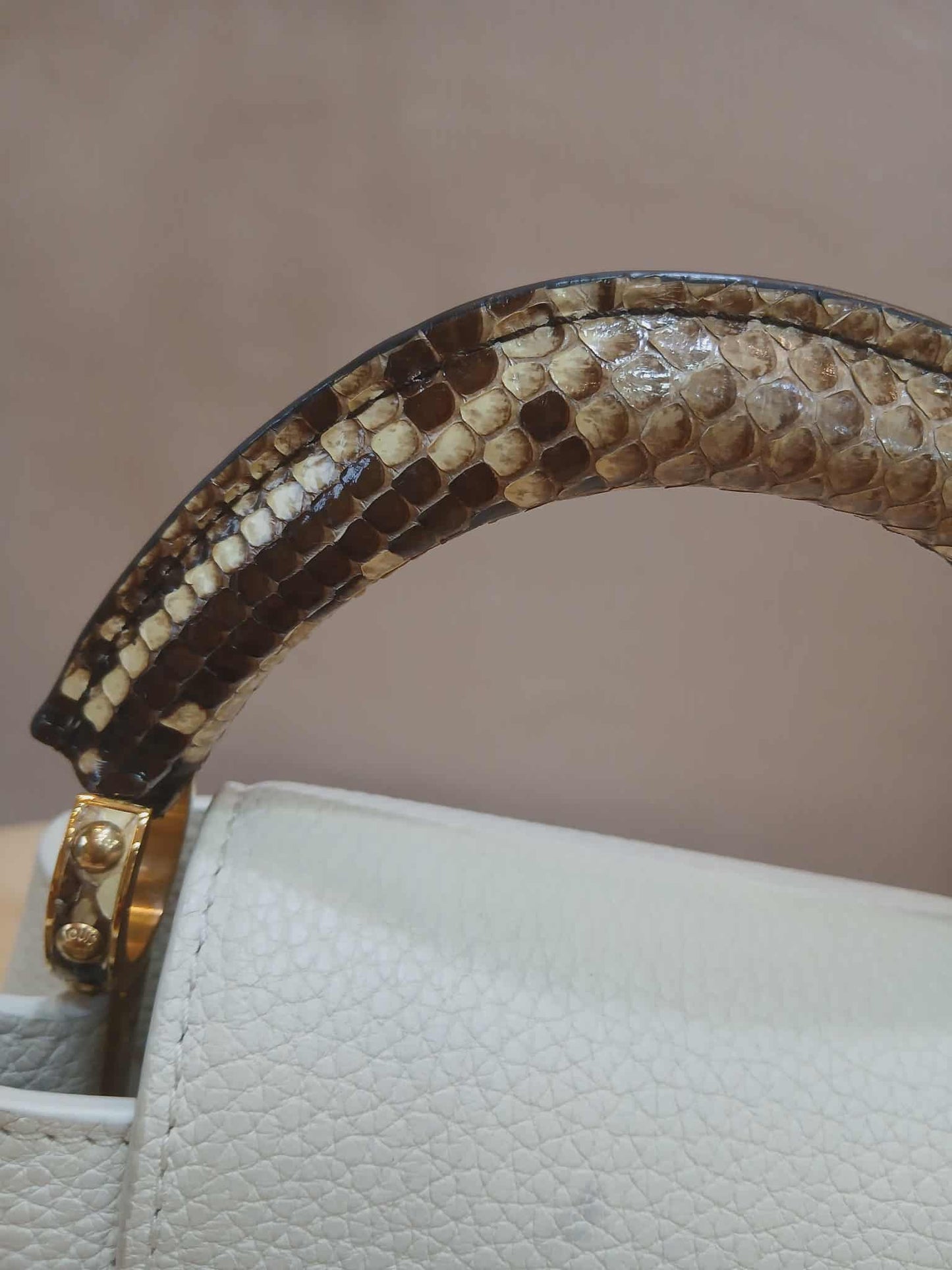 Louis Vuitton Mini Capucine Snakeskin Handle White
