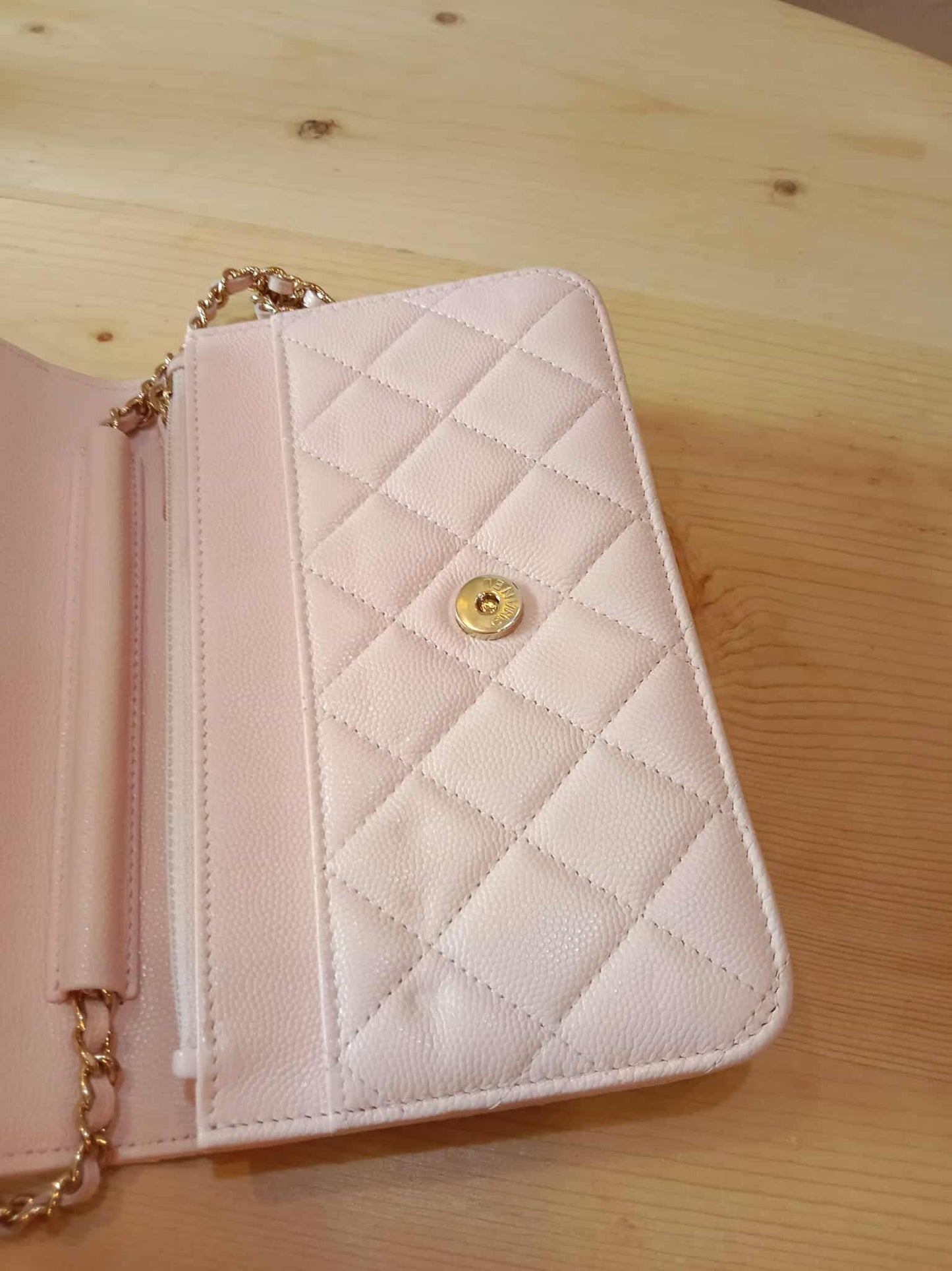 Chanel CC Wallet on Chain Light Pink Microchipped