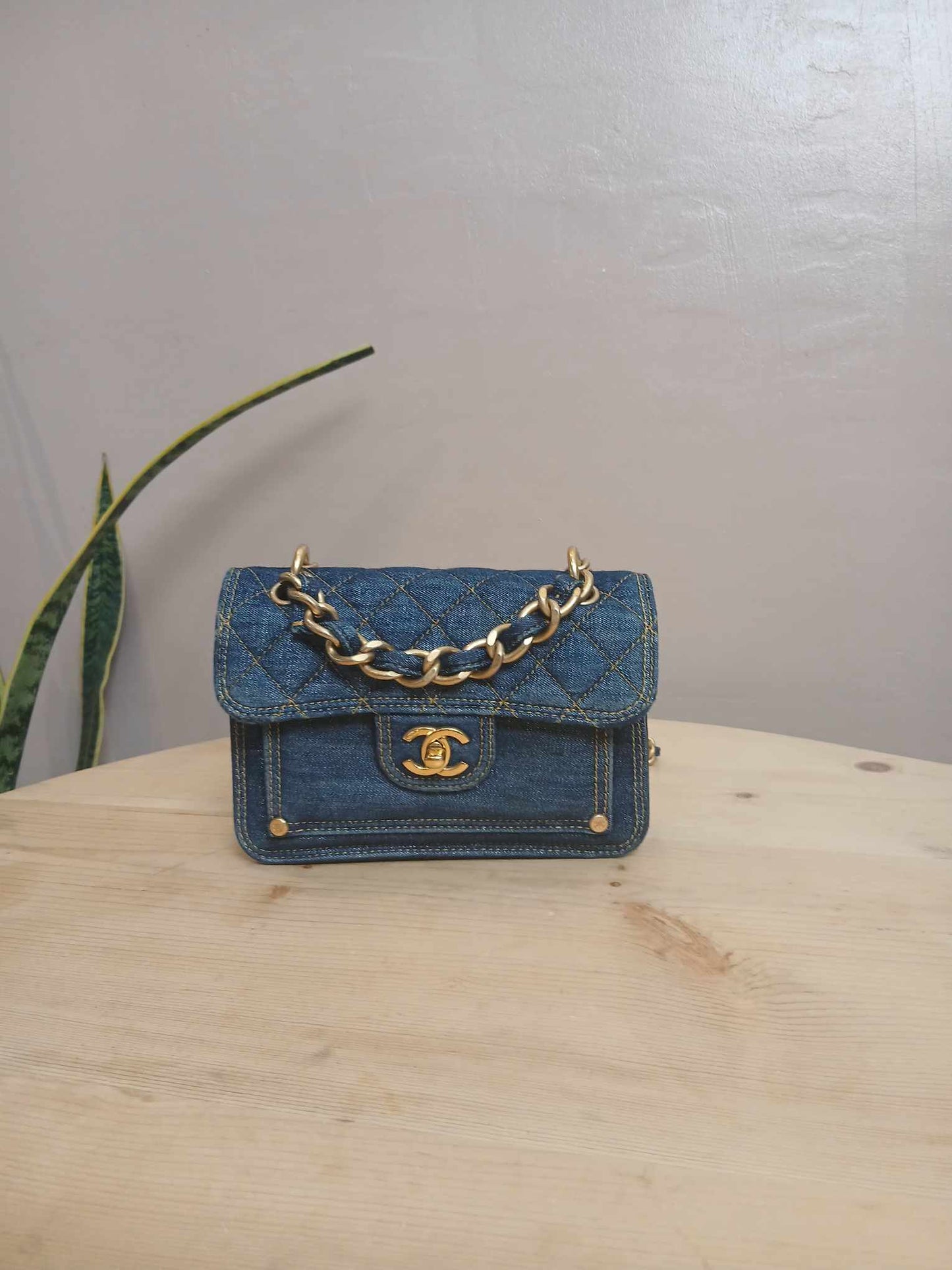 Chanel Denim Mini Flap Bag Microchipped