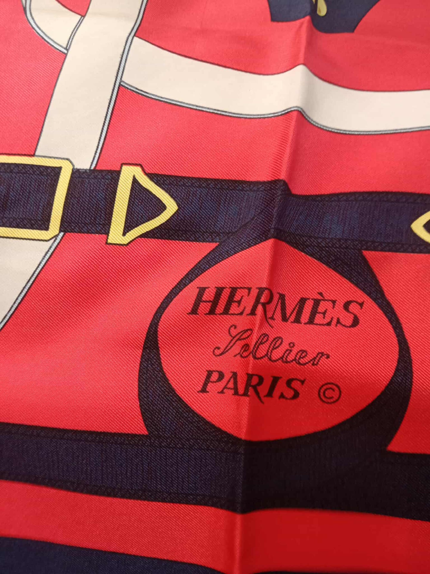 Hermes Carre 90 Eperon Dor Golden Spur Silk Scarf
