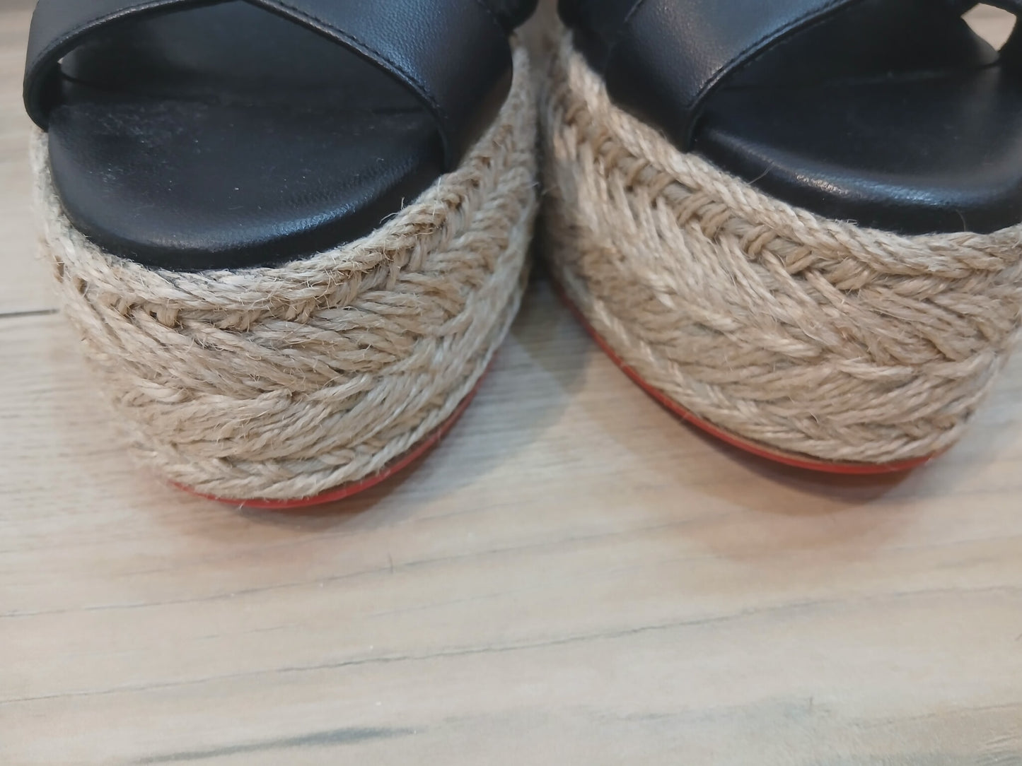 Chrstian Louboutin Mariza Zeppa Leather-Trimmed Espadrille Wedge Size 38