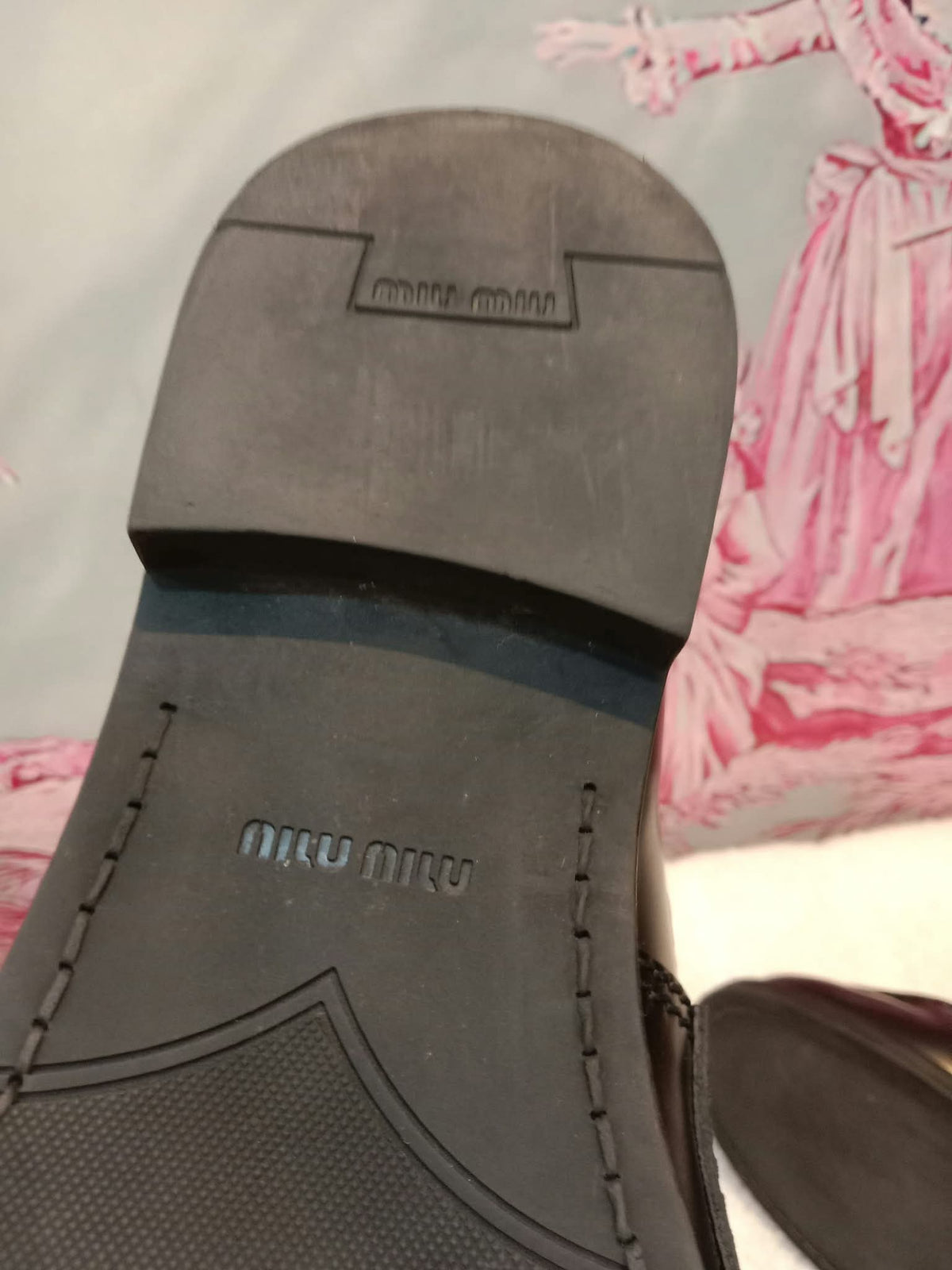 Miu Miu Brushed Penny Loafers Leather Black Size 35