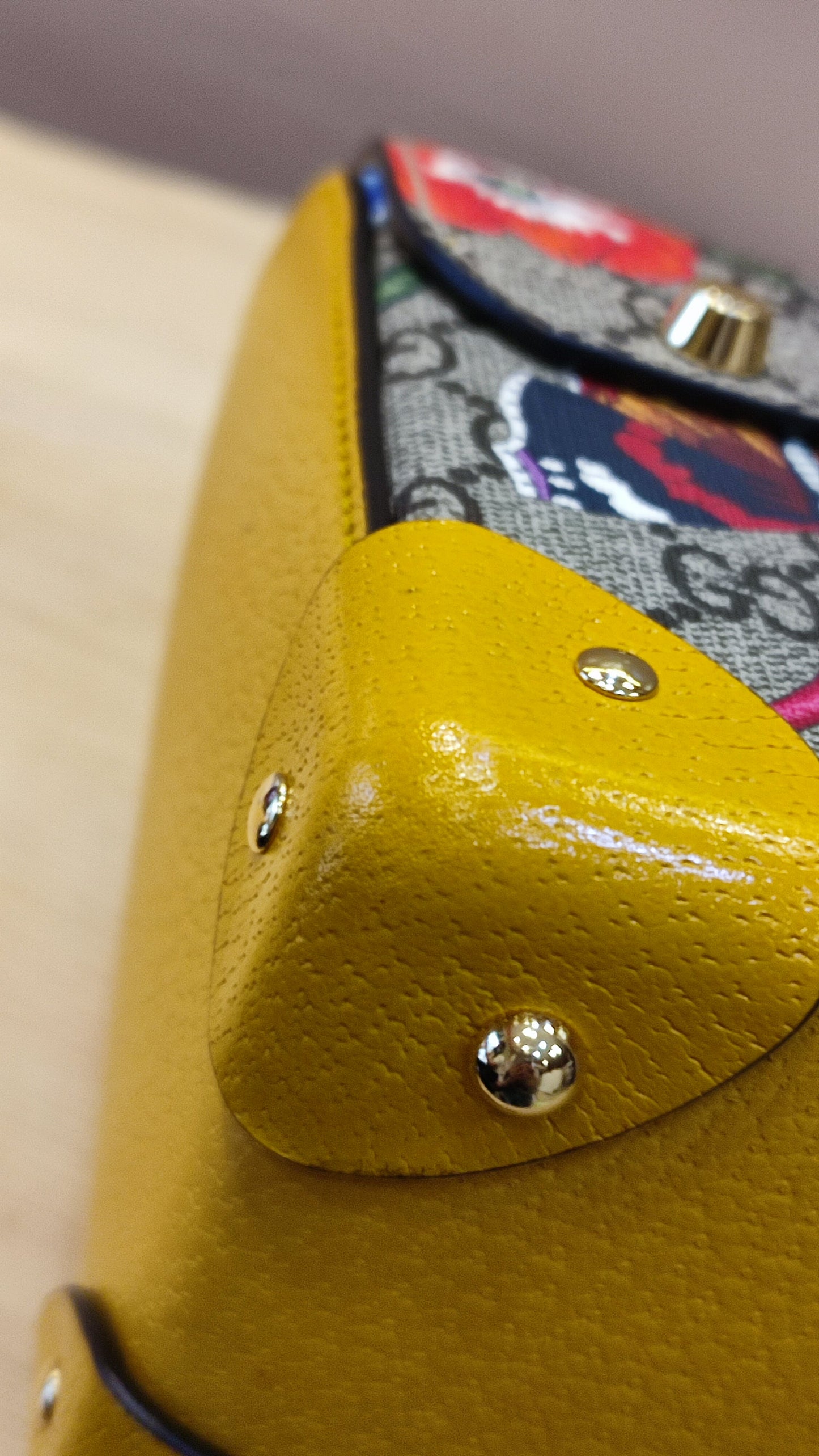 Gucci GG Floral Bamboo Bag Yellow