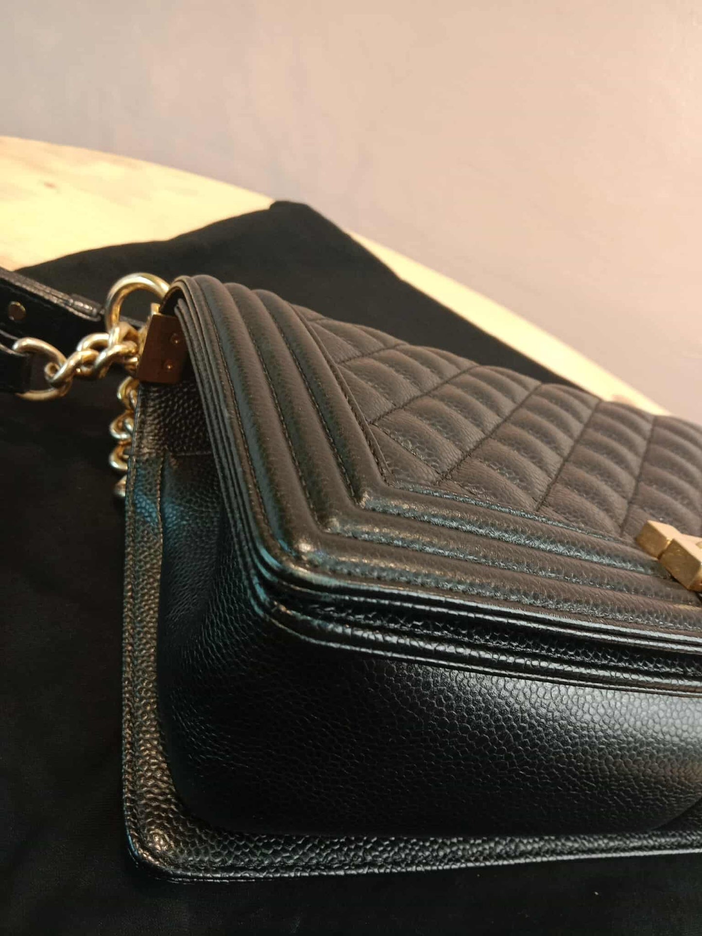Chanel Leboy Old Medium Quilted Caviar Black Series 25
