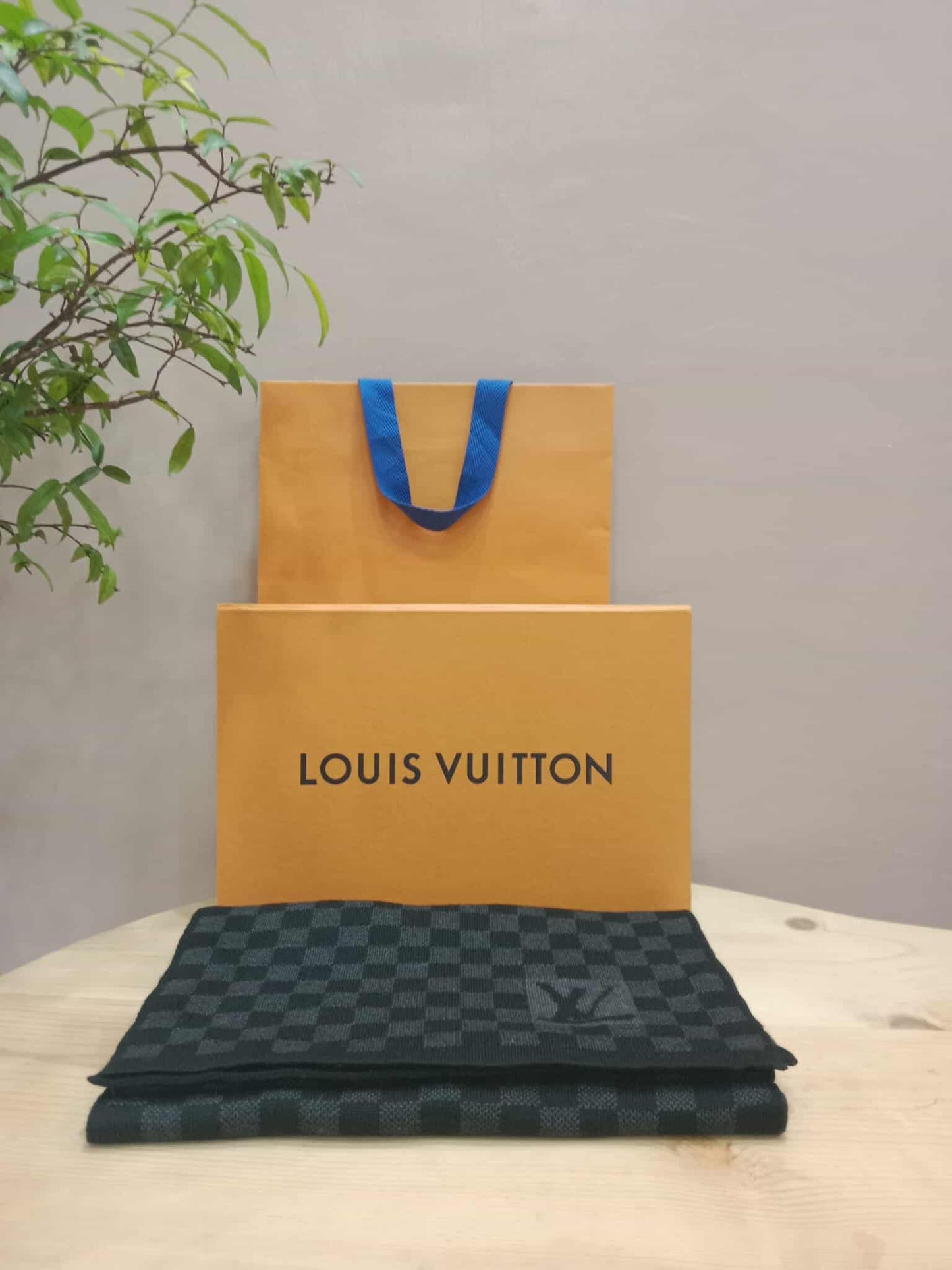 Louis Vuitton Damier Graphite Wool Scarf