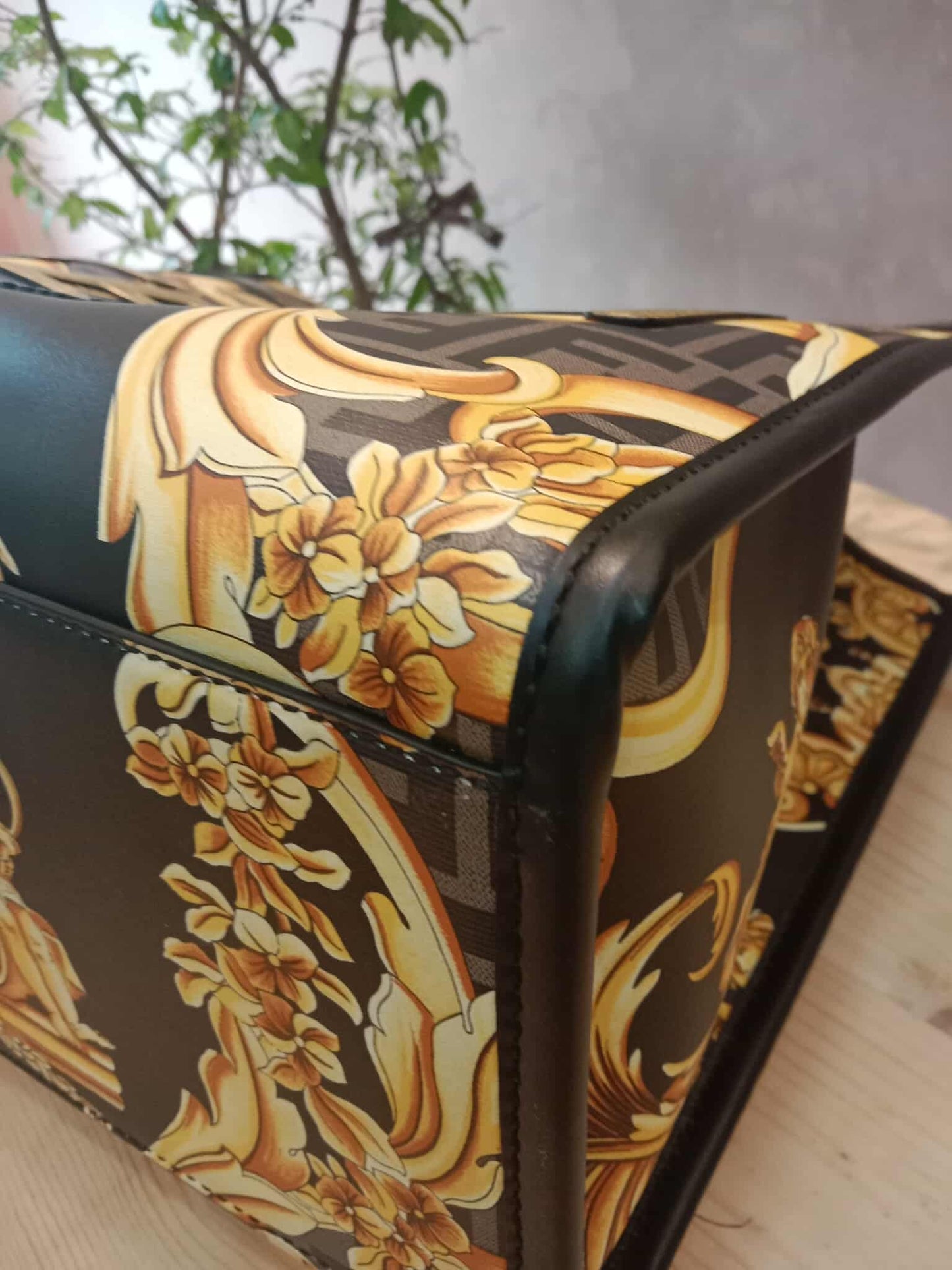 Fendi x Versace Fendace Baroque Print Sunshine Shopper Tote Satchel