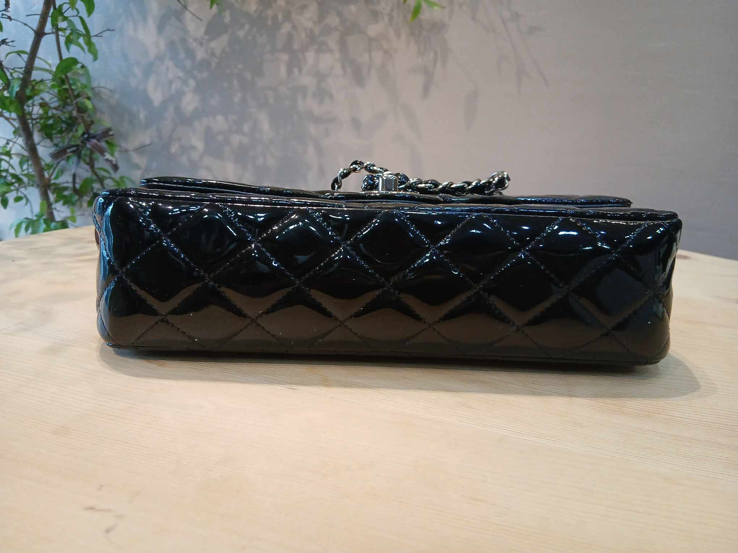 Chanel Classic Quilted Patent Double Flap Bag Black Medium Series 20