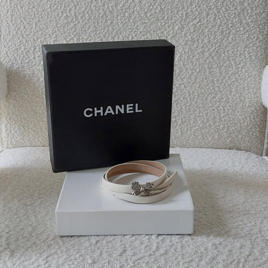 Chanel White Slim Belt