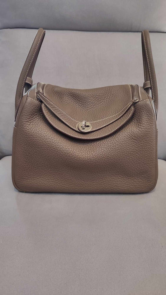 Hermes Lindy 30 Etoupe Clemence PHW Stamp O Square 2011