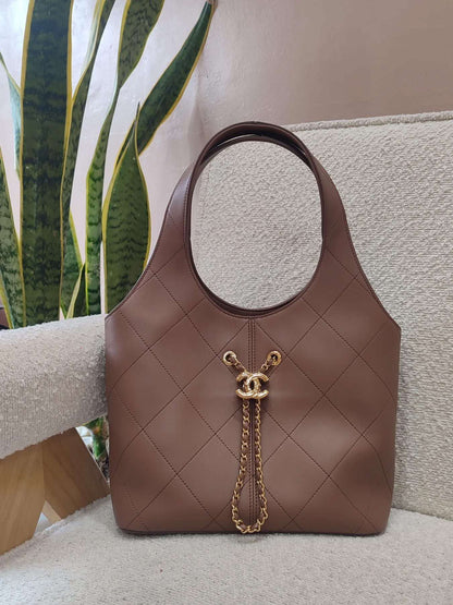 Chanel Hobo Bag in Brown Grained Calfskin
