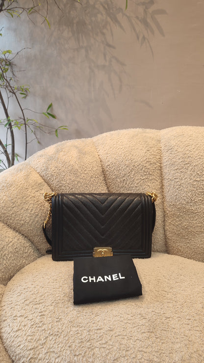 Chanel Leboy New Medium Black Caviar Series 26