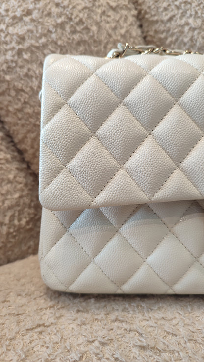 Chanel Double Flap Medium Ivory Caviar Microchipped Fullset