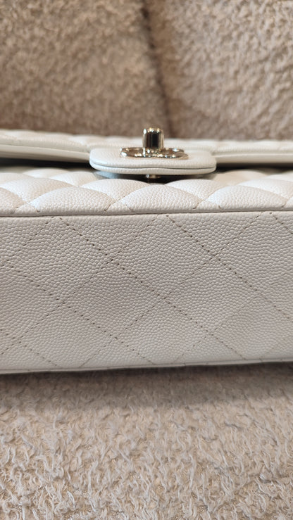 Chanel Double Flap Medium Ivory Caviar Microchipped Fullset