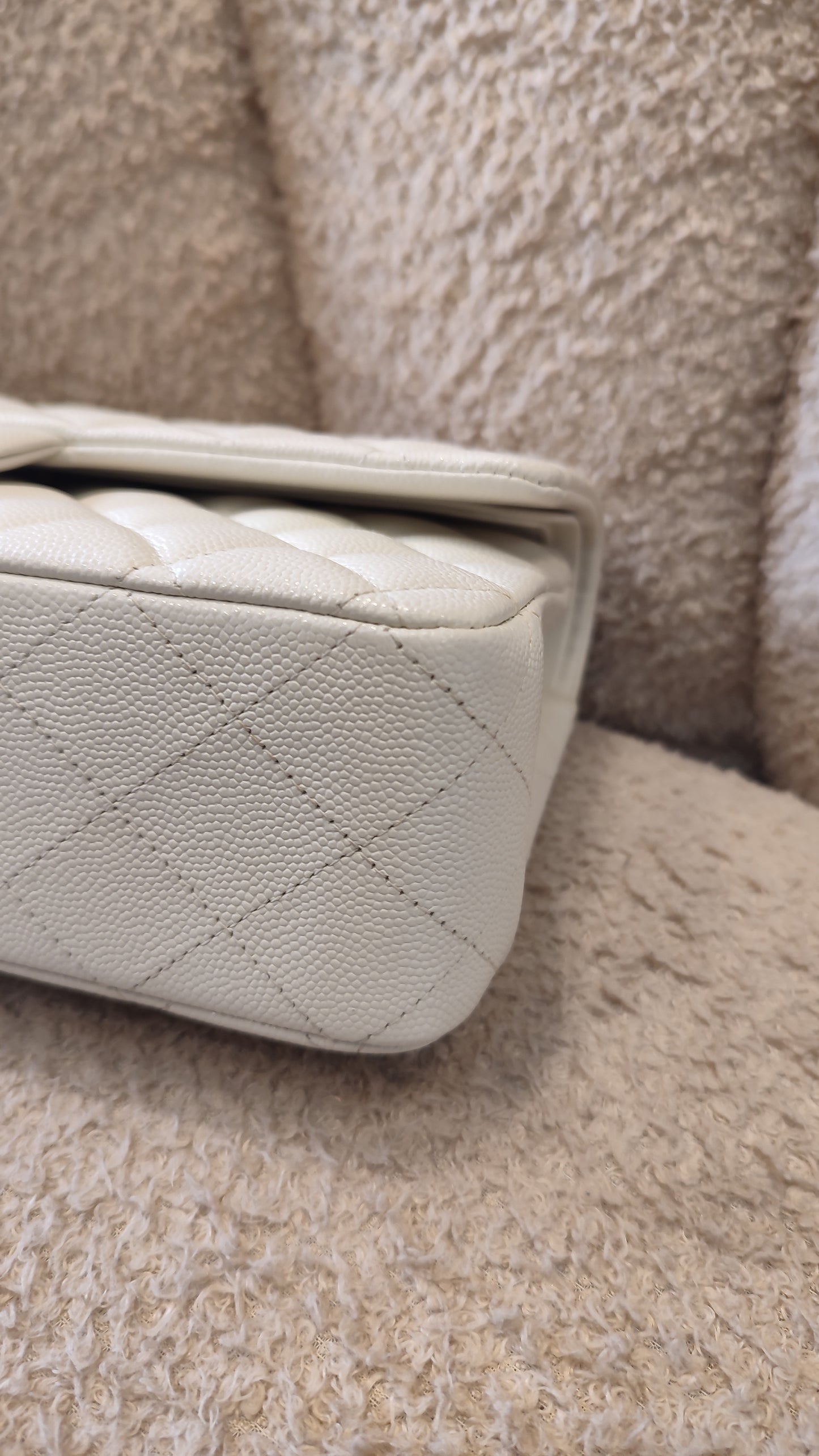 Chanel Double Flap Medium Ivory Caviar Microchipped Fullset