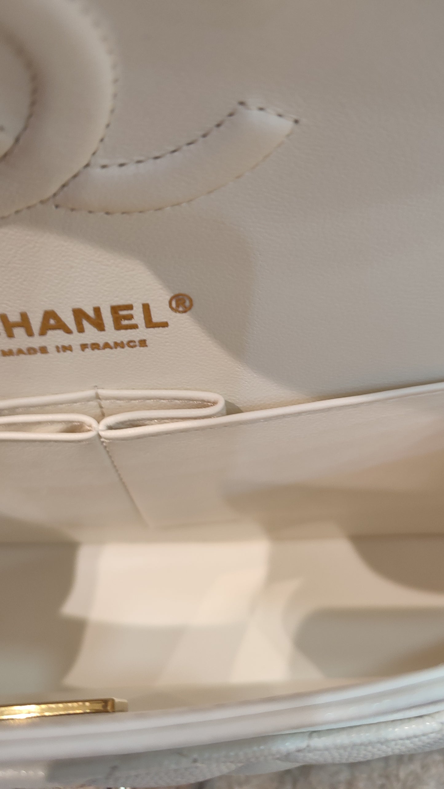 Chanel Double Flap Medium Ivory Caviar Microchipped Fullset