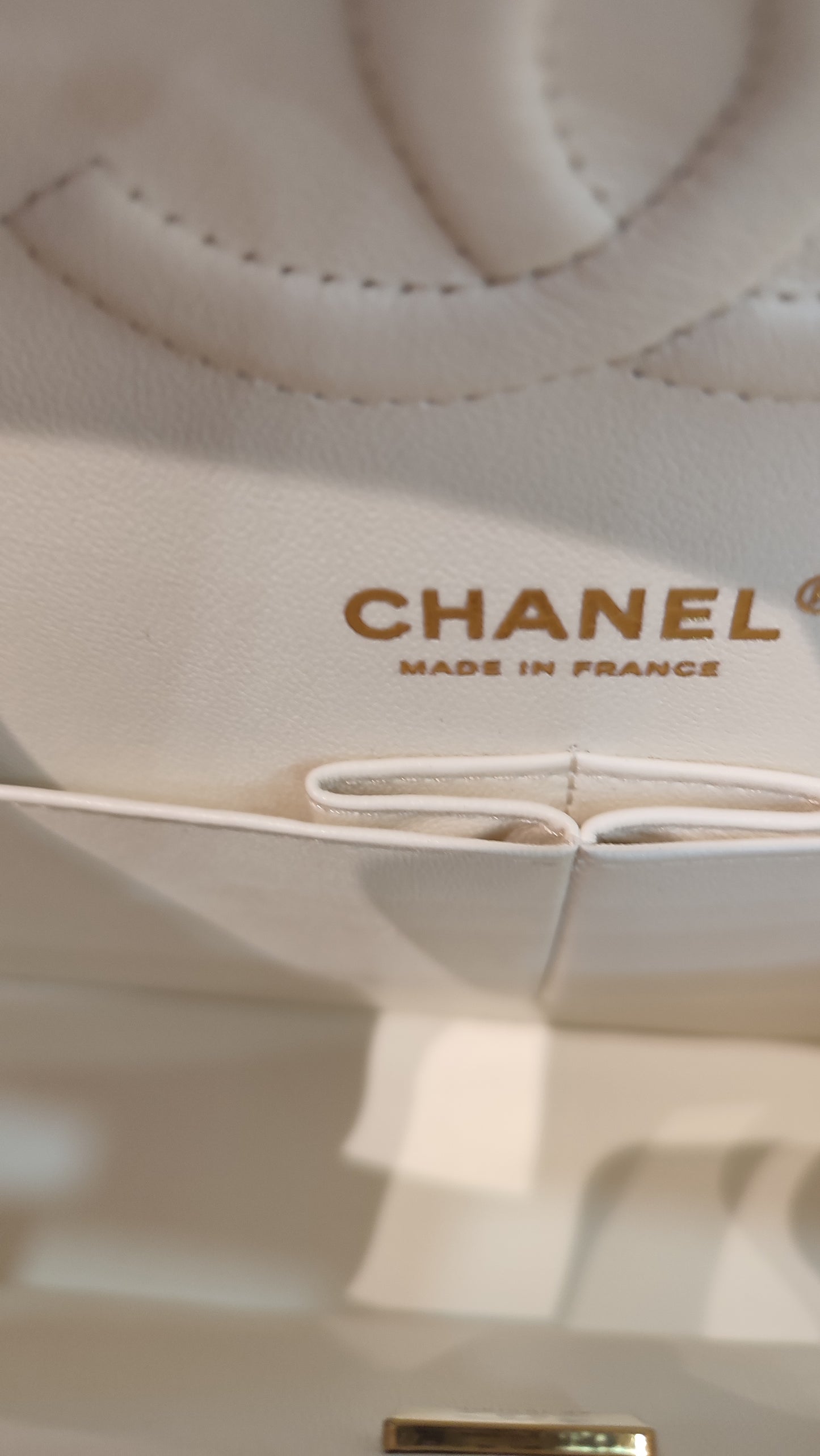 Chanel Double Flap Medium Ivory Caviar Microchipped Fullset