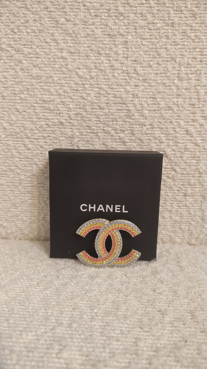 Chanel Coco Mark Rainbow Gold Brooch