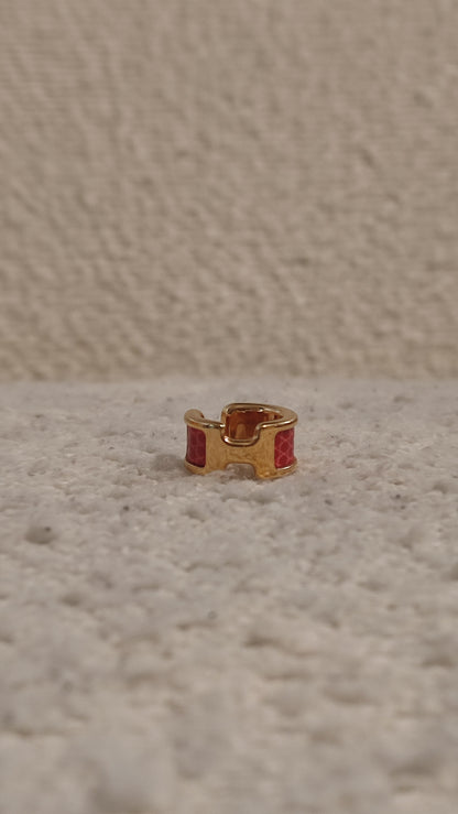 Hermes Olympe Ear Cuff Red Lizard Leather