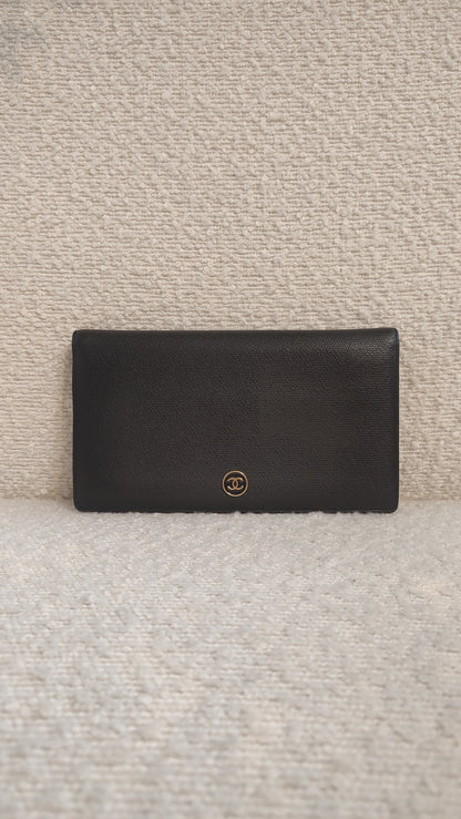 Chanel Black Leather Bifold Long Wallet Series 10