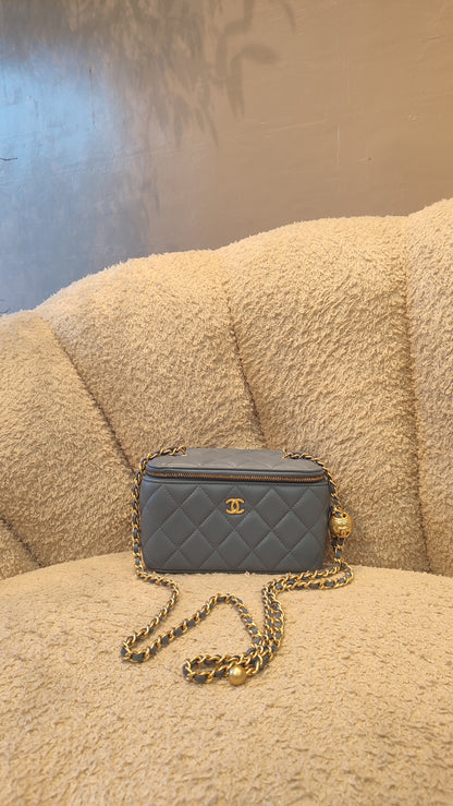 Chanel Pearlcrush Vanity Lambskin Denim Blue Microchipped