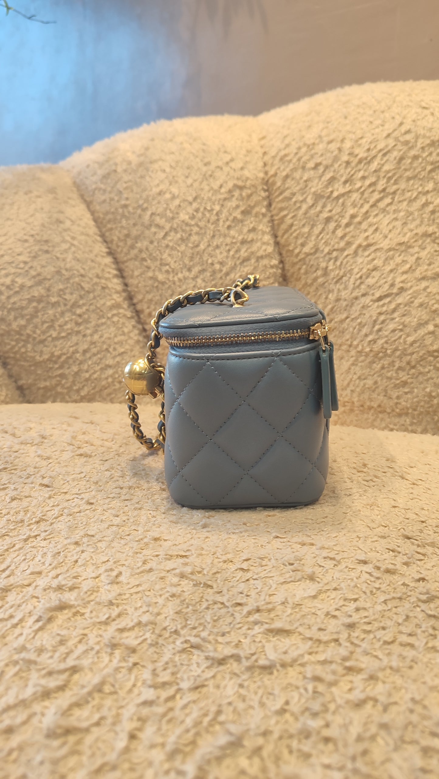 Chanel Pearlcrush Vanity Lambskin Denim Blue Microchipped