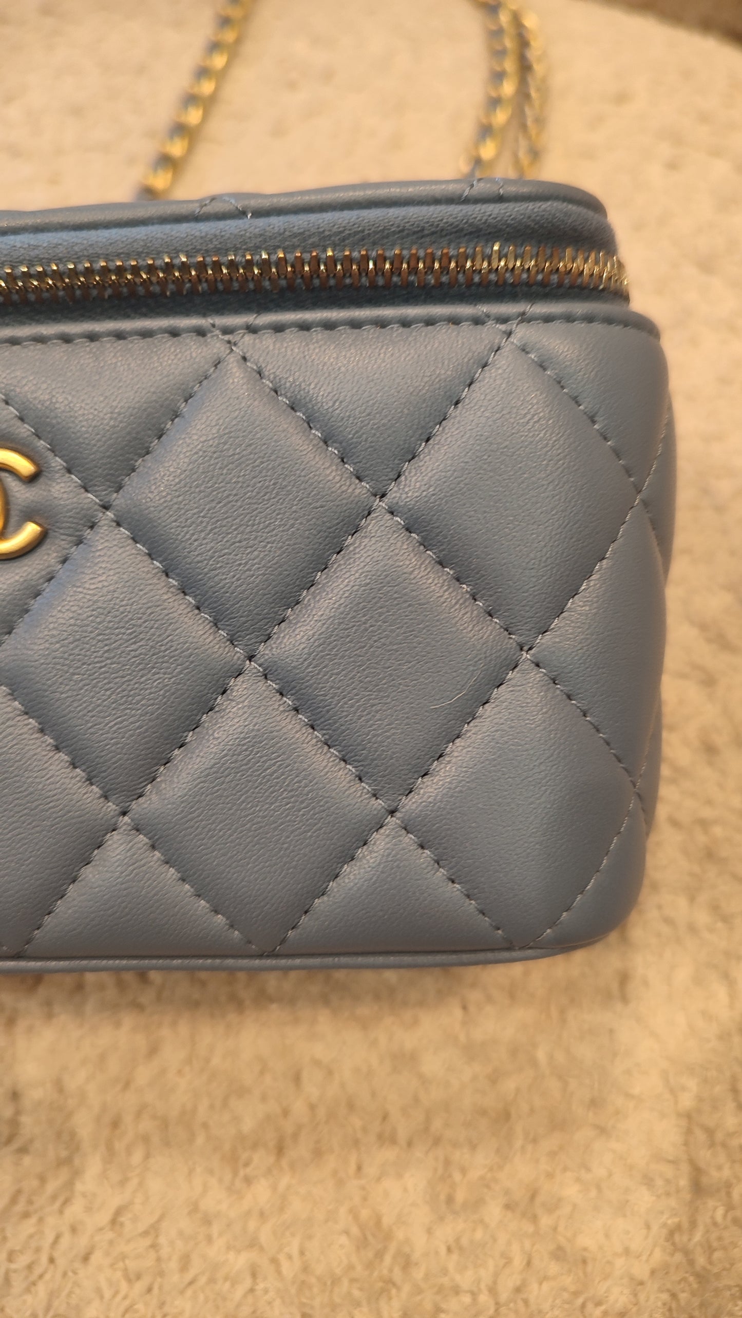 Chanel Pearlcrush Vanity Lambskin Denim Blue Microchipped