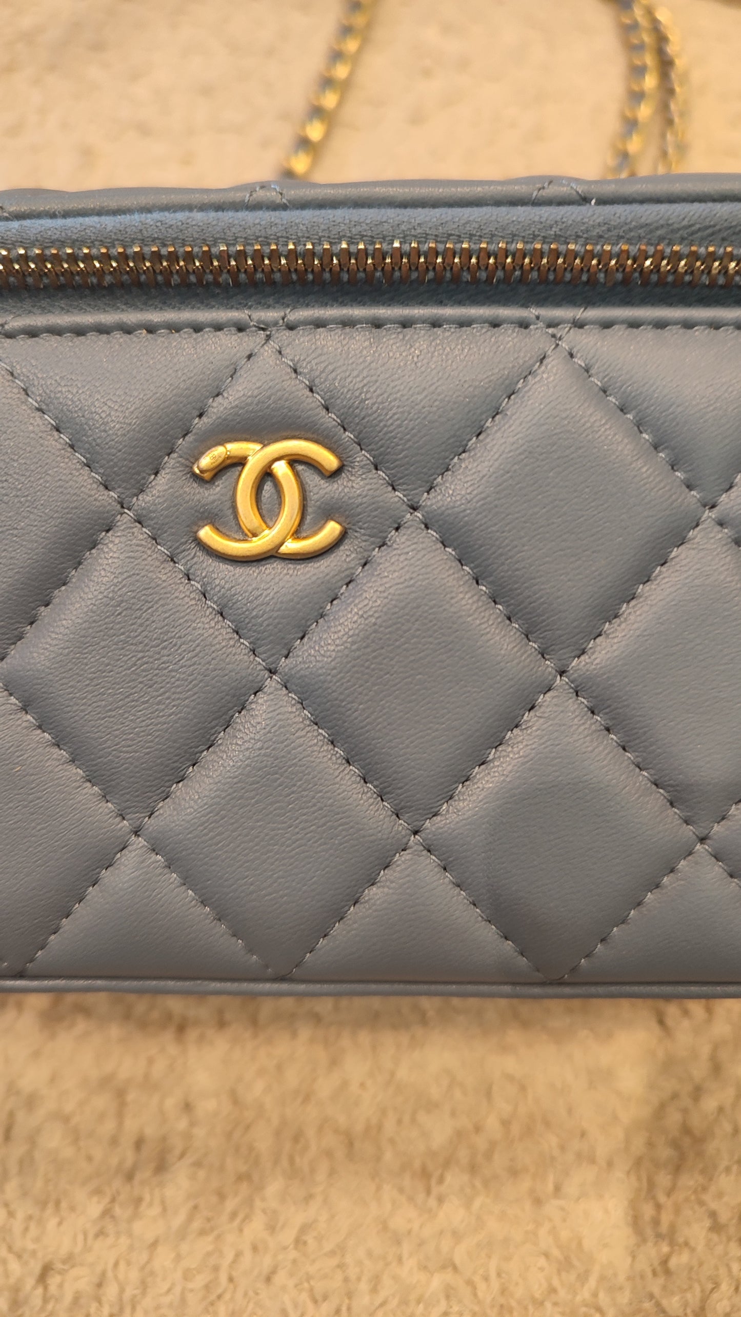 Chanel Pearlcrush Vanity Lambskin Denim Blue Microchipped