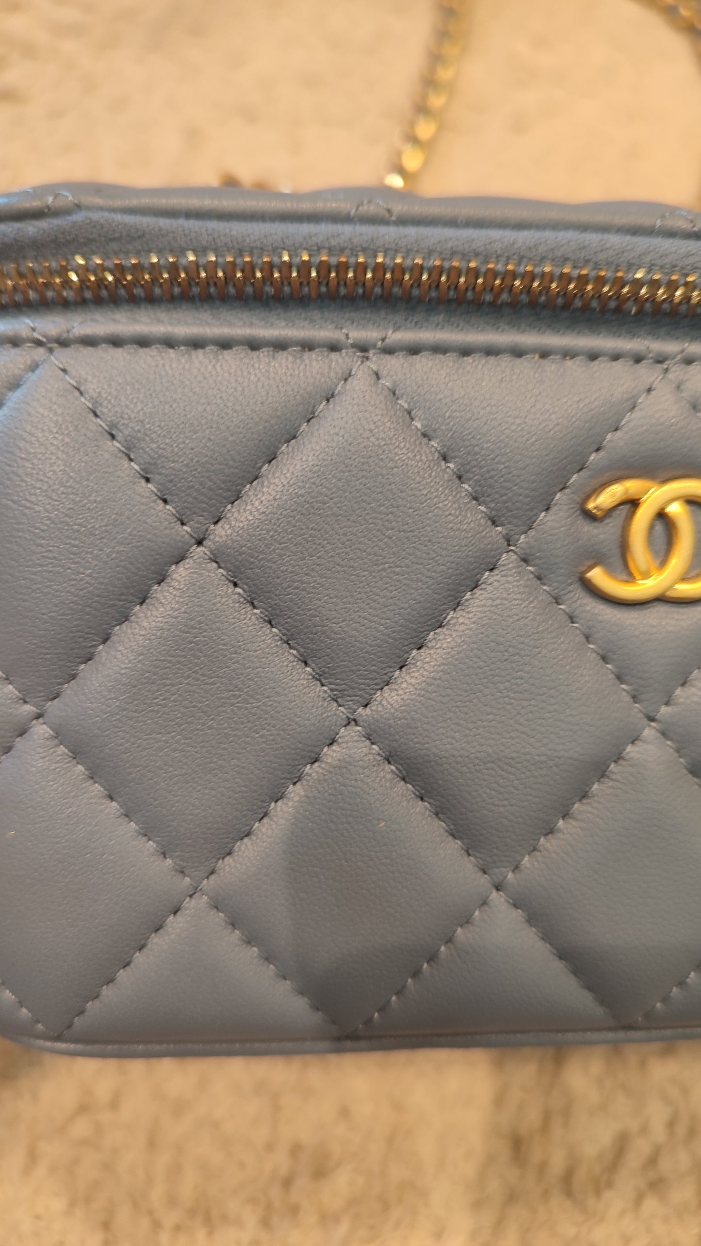 Chanel Pearlcrush Vanity Lambskin Denim Blue Microchipped