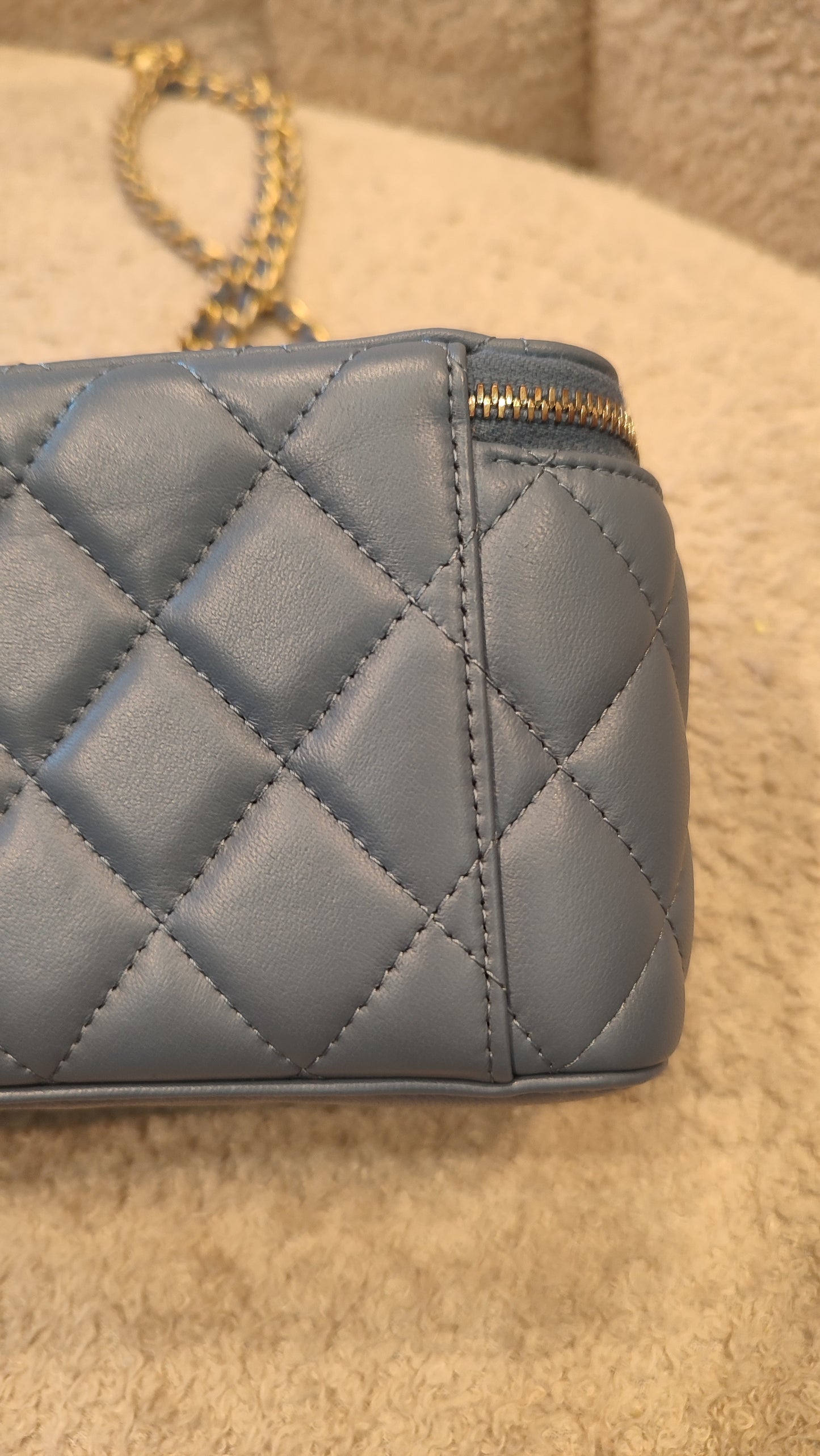 Chanel Pearlcrush Vanity Lambskin Denim Blue Microchipped