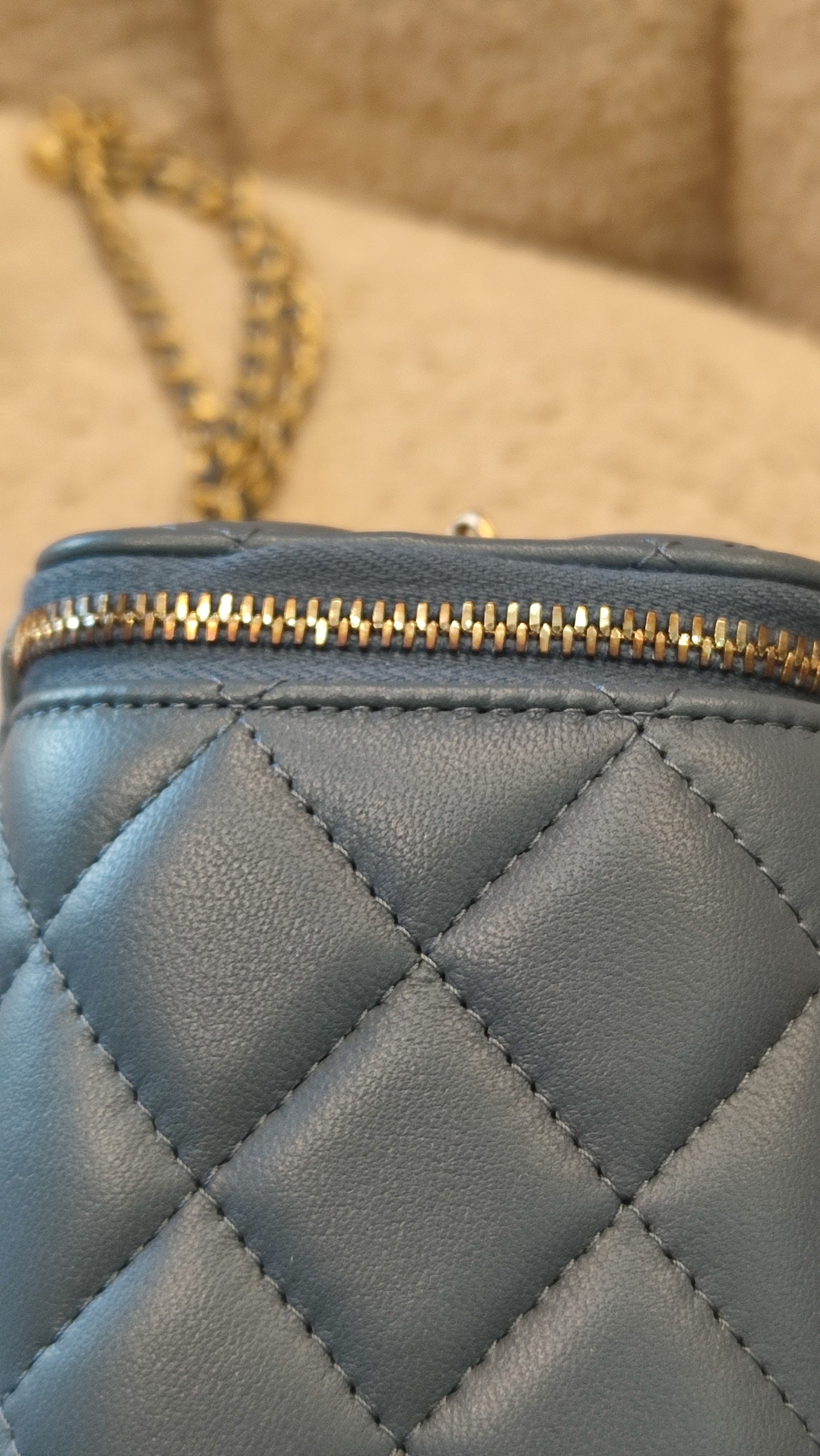 Chanel Pearlcrush Vanity Lambskin Denim Blue Microchipped