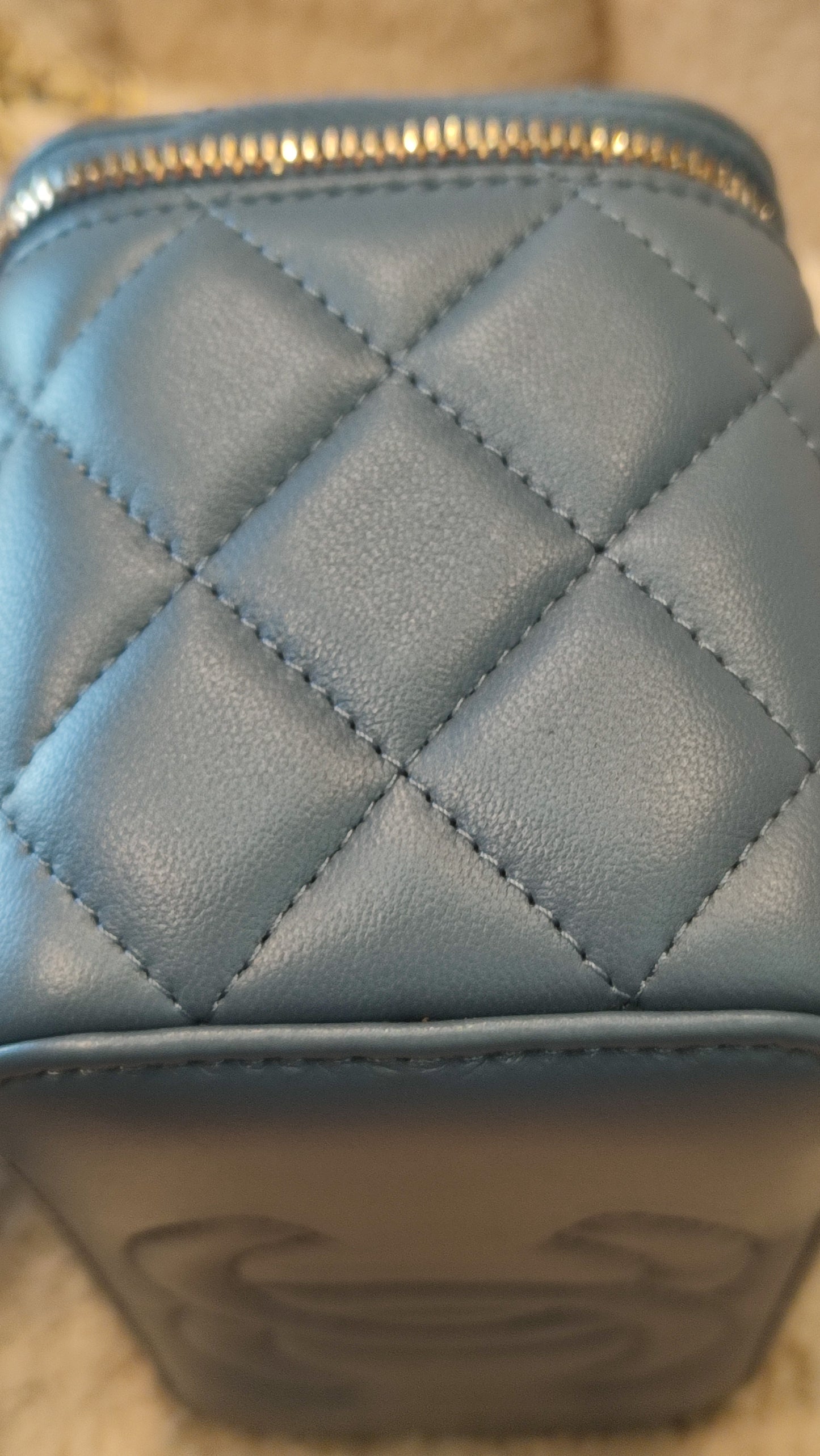 Chanel Pearlcrush Vanity Lambskin Denim Blue Microchipped