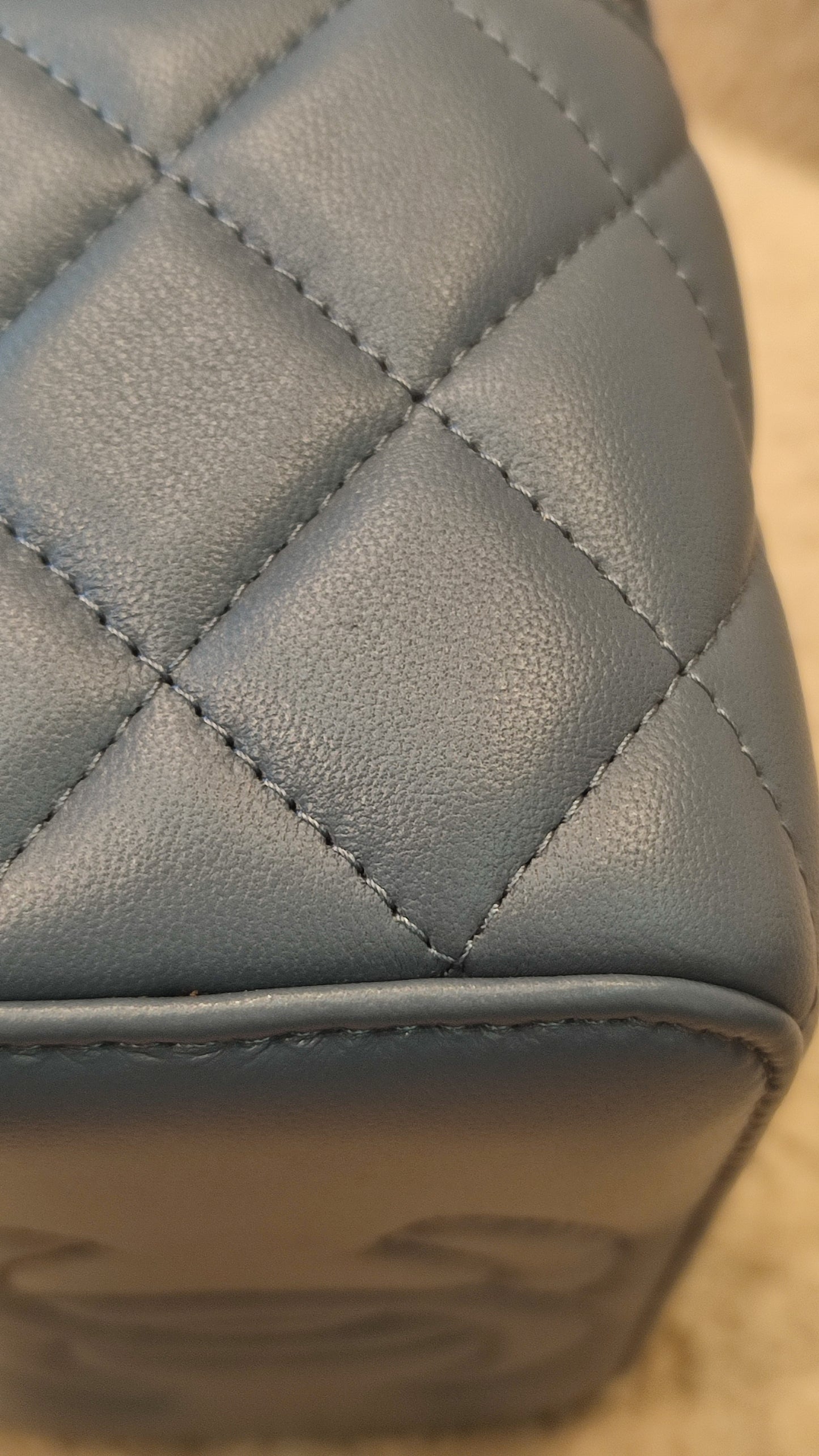 Chanel Pearlcrush Vanity Lambskin Denim Blue Microchipped